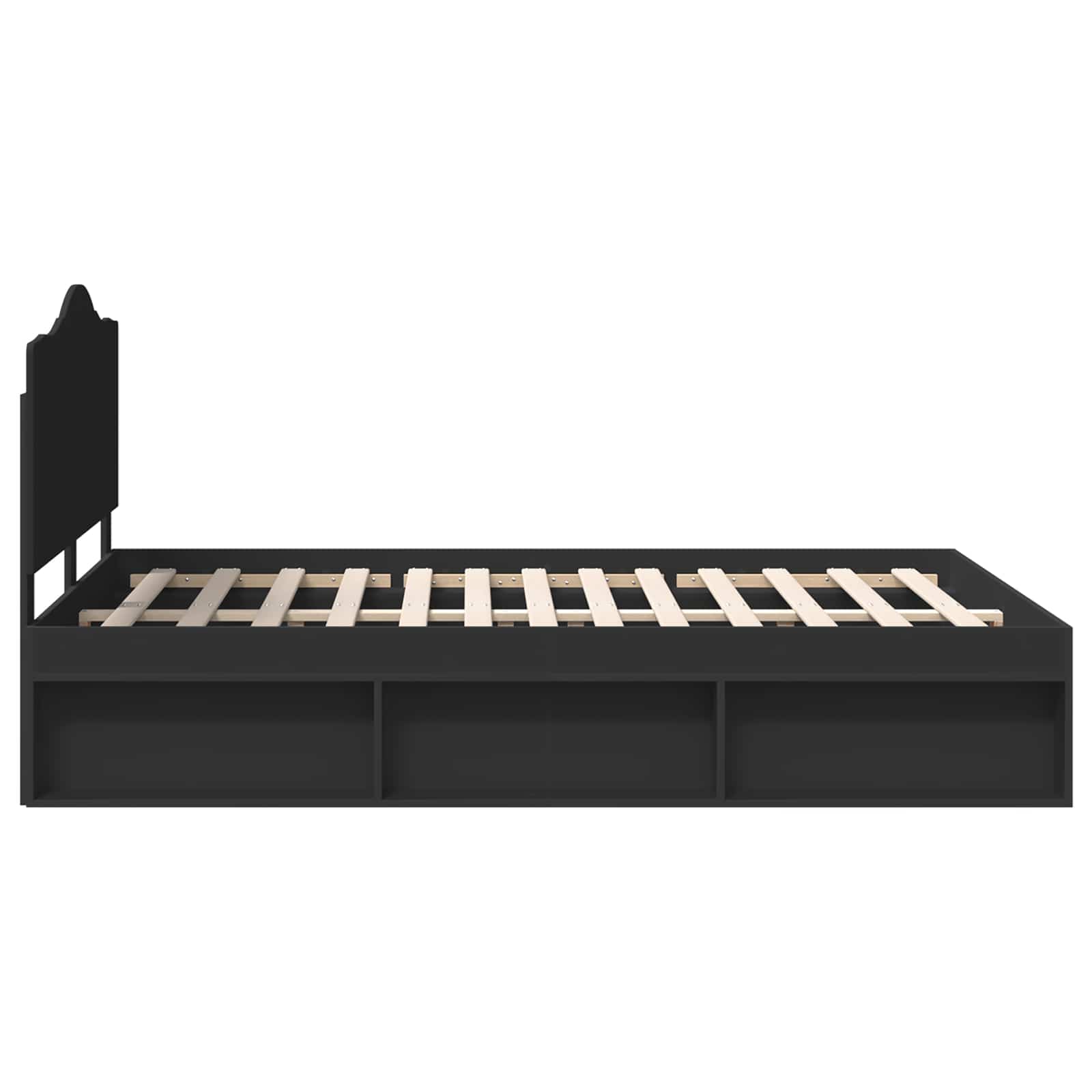 Bedframe met hoofdeinde Zwart 150 x 200 cm Massief grenenhout is nu te koop bij PeponiXL, paradijselijk wonen!