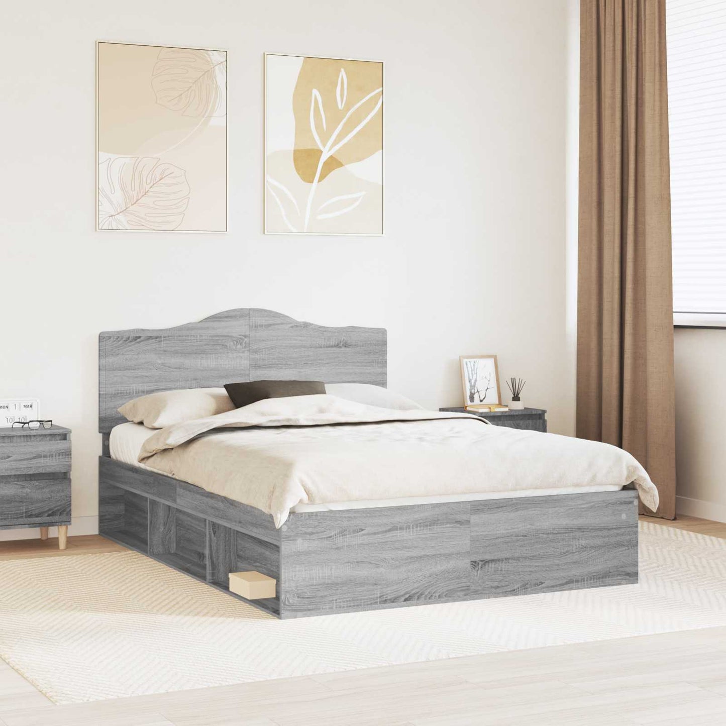 Bedframe Grijs Sonoma 150 x 200 cm Massief grenenhout is nu te koop bij PeponiXL, paradijselijk wonen!