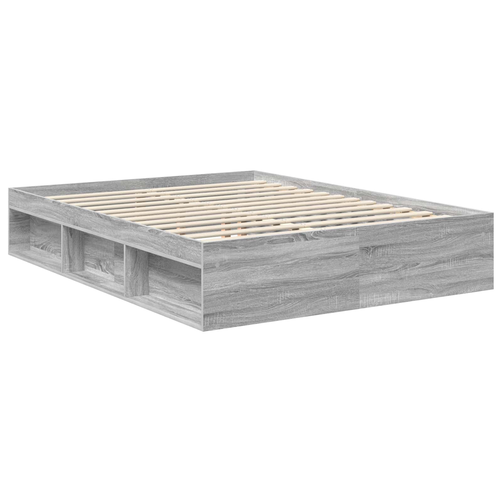 Bedframe Grijs Sonoma 150 x 200 cm Massief grenenhout is nu te koop bij PeponiXL, paradijselijk wonen!