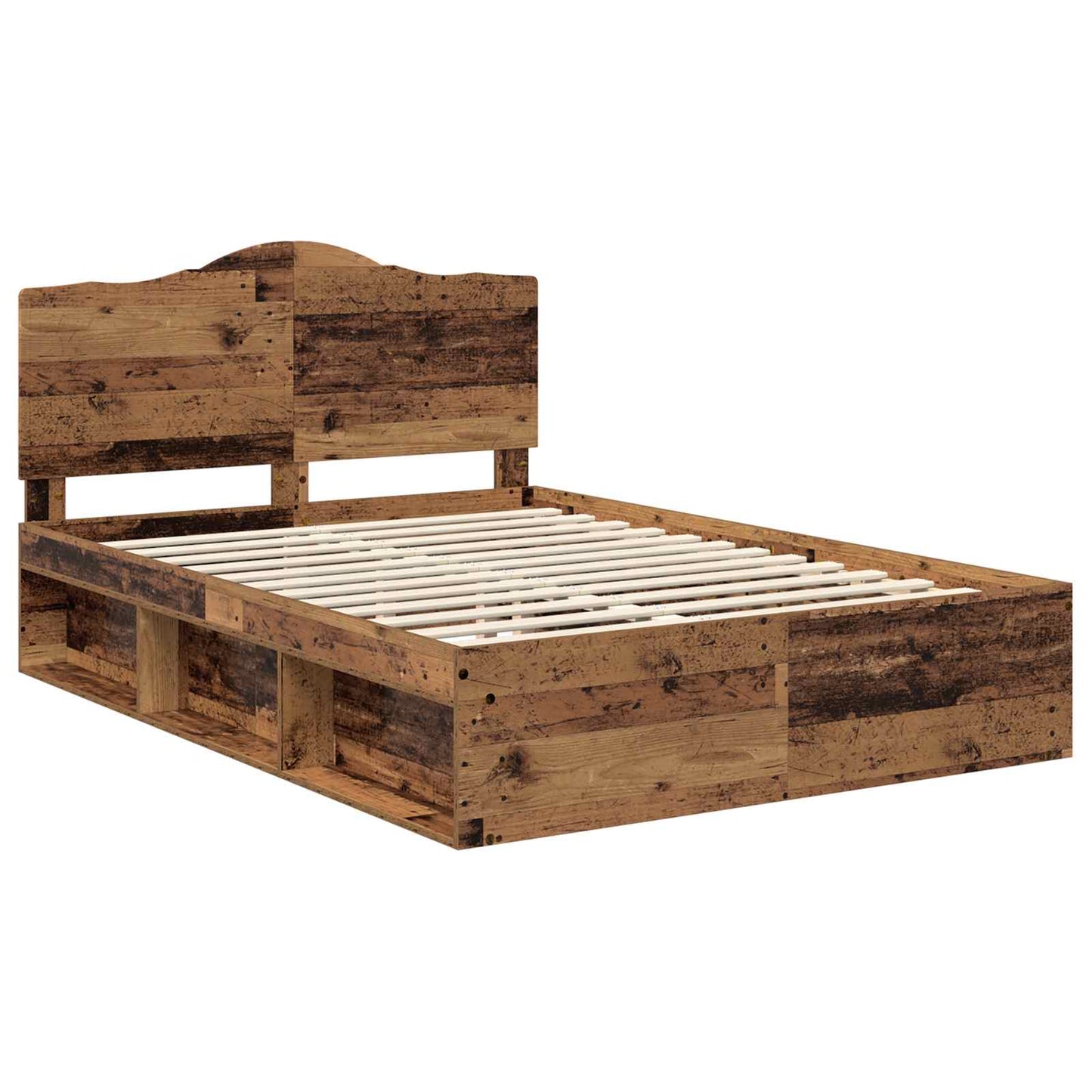 Bedframe met hoofdeinde Oudhout 150 x 200 cm Massief grenenhout is nu te koop bij PeponiXL, paradijselijk wonen!