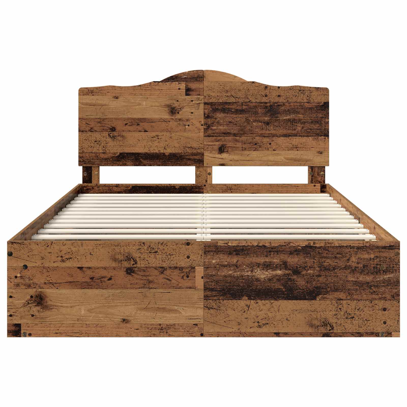 Bedframe met hoofdeinde Oudhout 150 x 200 cm Massief grenenhout is nu te koop bij PeponiXL, paradijselijk wonen!