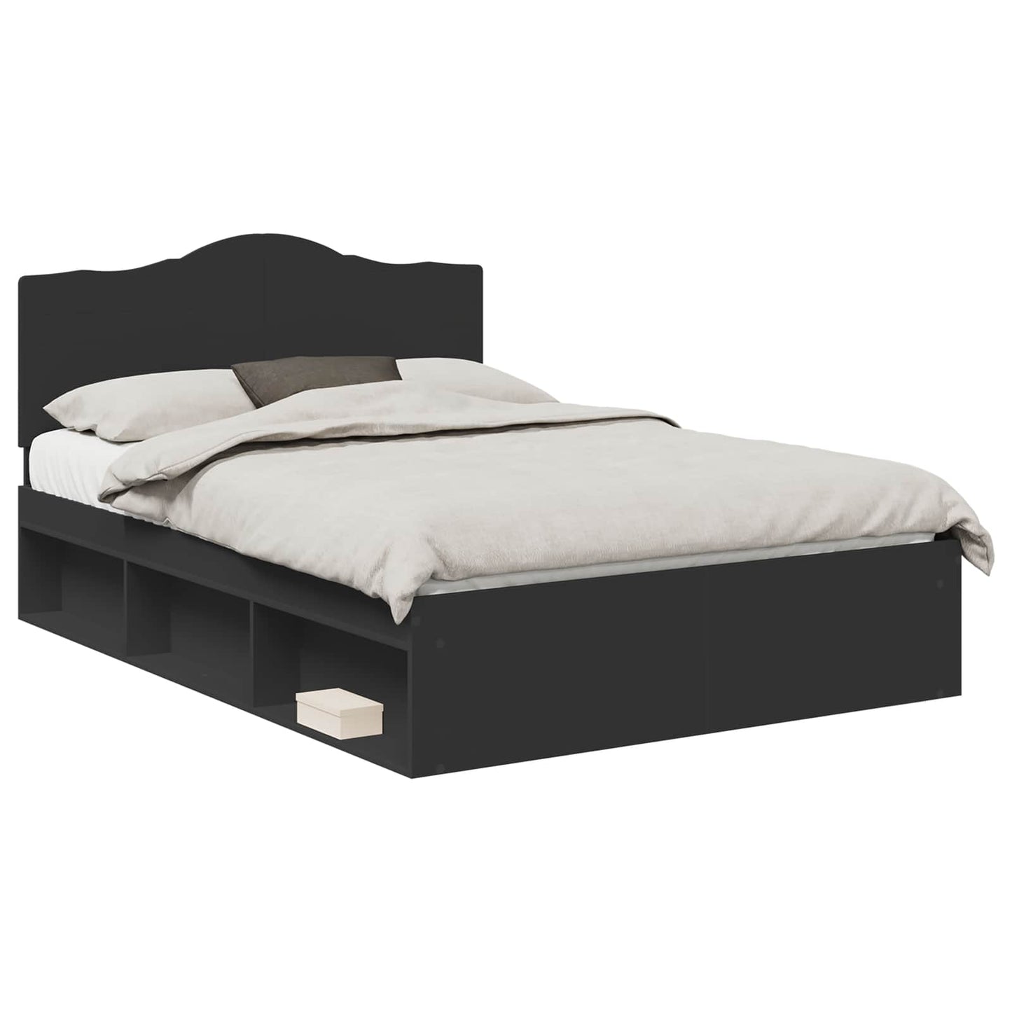 Bedframe met hoofdeinde Zwart 140 x 200 cm Massief grenenhout is nu te koop bij PeponiXL, paradijselijk wonen!