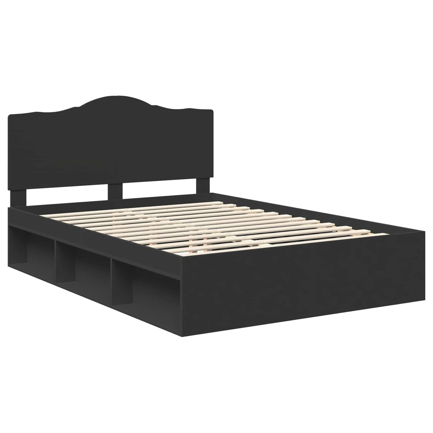 Bedframe met hoofdeinde Zwart 140 x 200 cm Massief grenenhout is nu te koop bij PeponiXL, paradijselijk wonen!