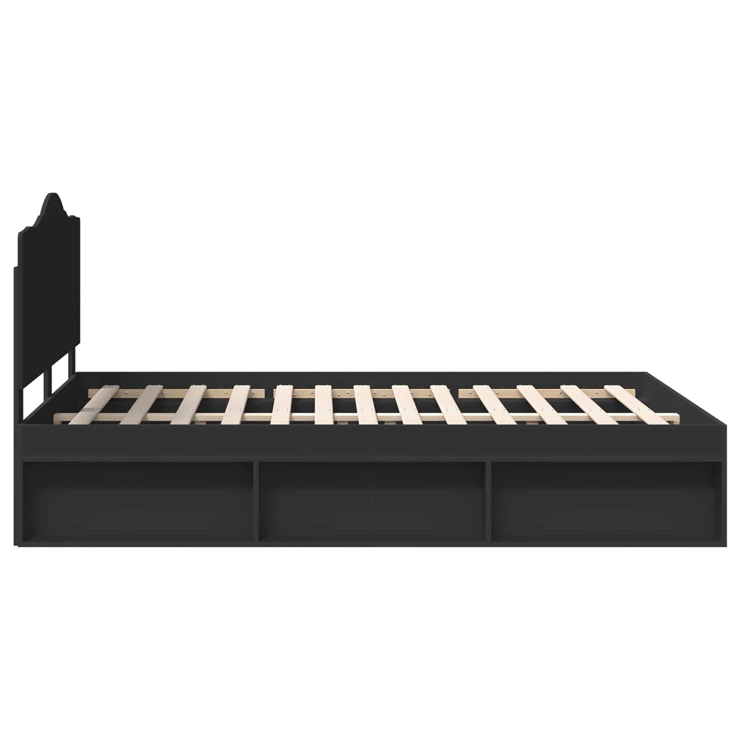 Bedframe met hoofdeinde Zwart 140 x 200 cm Massief grenenhout is nu te koop bij PeponiXL, paradijselijk wonen!