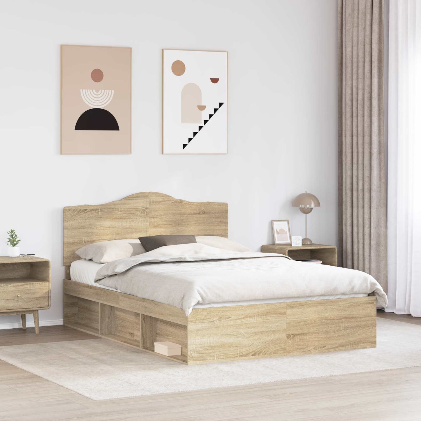 Bedframe met hoofdeinde Sonoma 140 x 200 cm Massief grenenhout is nu te koop bij PeponiXL, paradijselijk wonen!