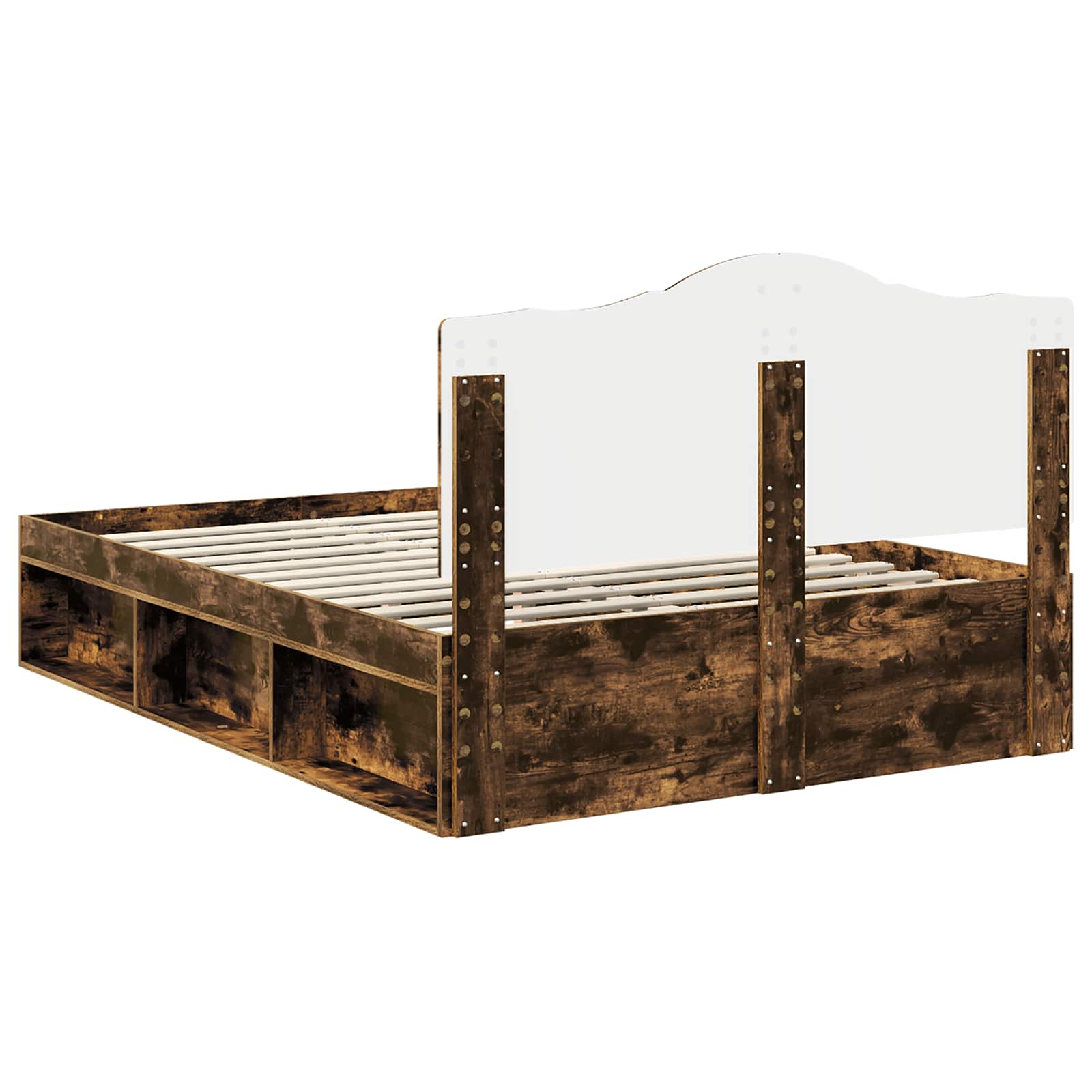 Bedframe Gerookt eiken 140 x 200 cm Massief grenenhout is nu te koop bij PeponiXL, paradijselijk wonen!