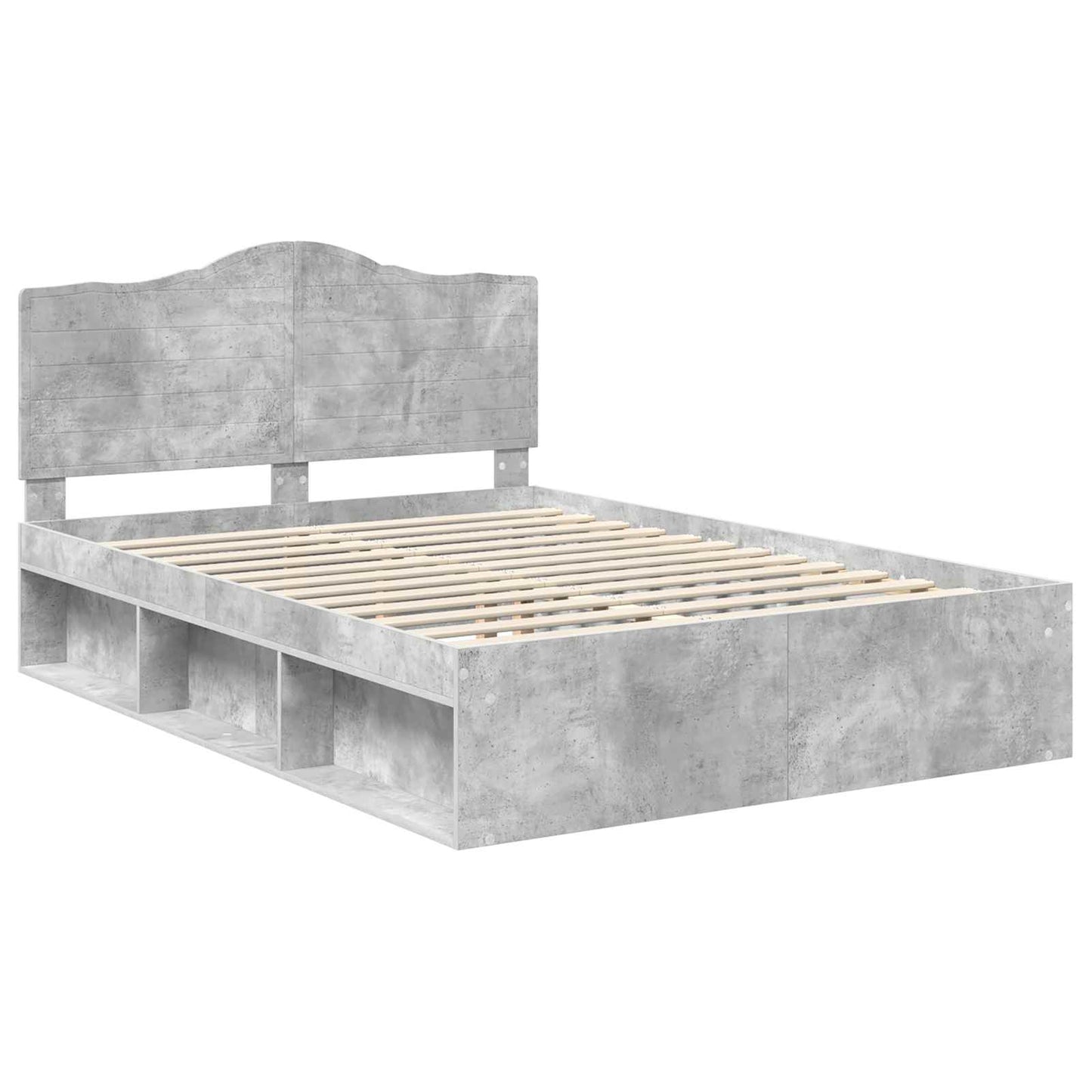 Bedframe met hoofdeinde Beton 140 x 190 cm Massief grenenhout is nu te koop bij PeponiXL, paradijselijk wonen!