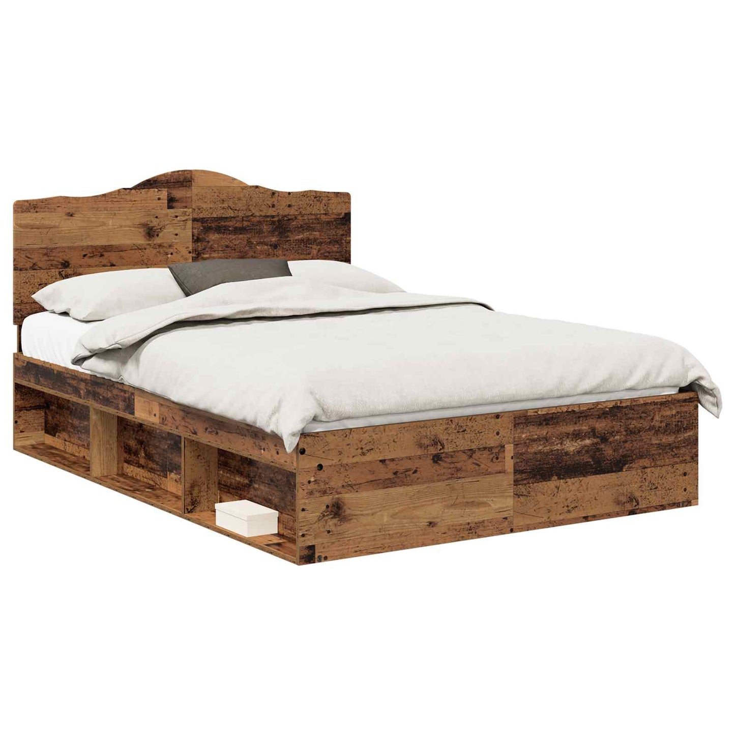 Bedframe met hoofdeinde Oudhout 140 x 190 cm Massief grenenhout is nu te koop bij PeponiXL, paradijselijk wonen!