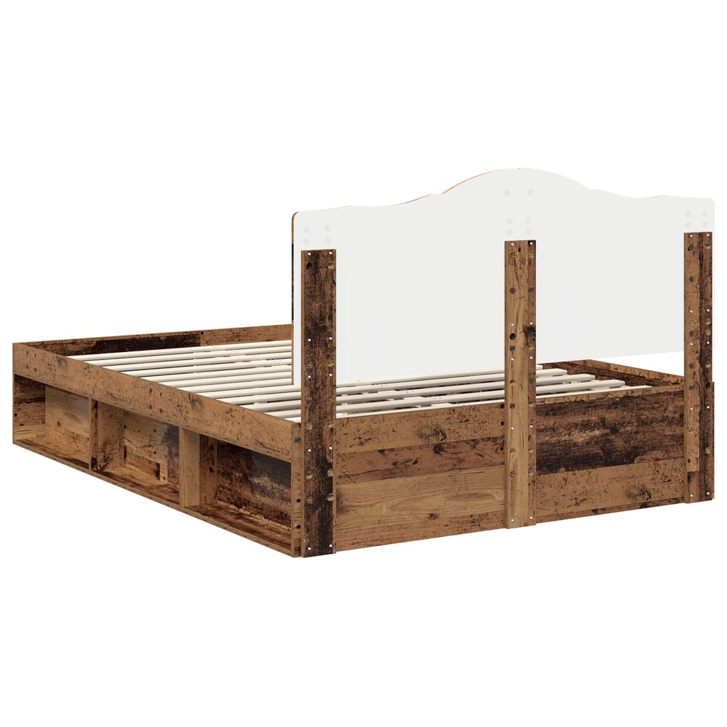 Bedframe met hoofdeinde Oudhout 140 x 190 cm Massief grenenhout is nu te koop bij PeponiXL, paradijselijk wonen!