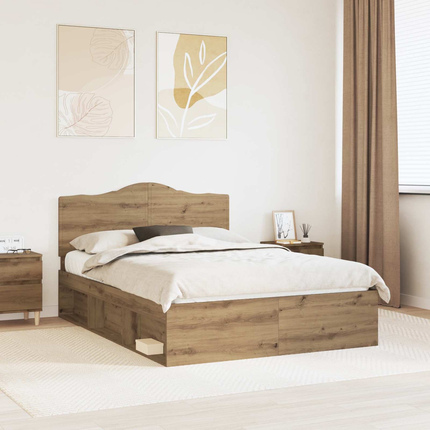 Bedframe Ambachtelijk eiken 140 x 190 cm Massief grenenhout is nu te koop bij PeponiXL, paradijselijk wonen!