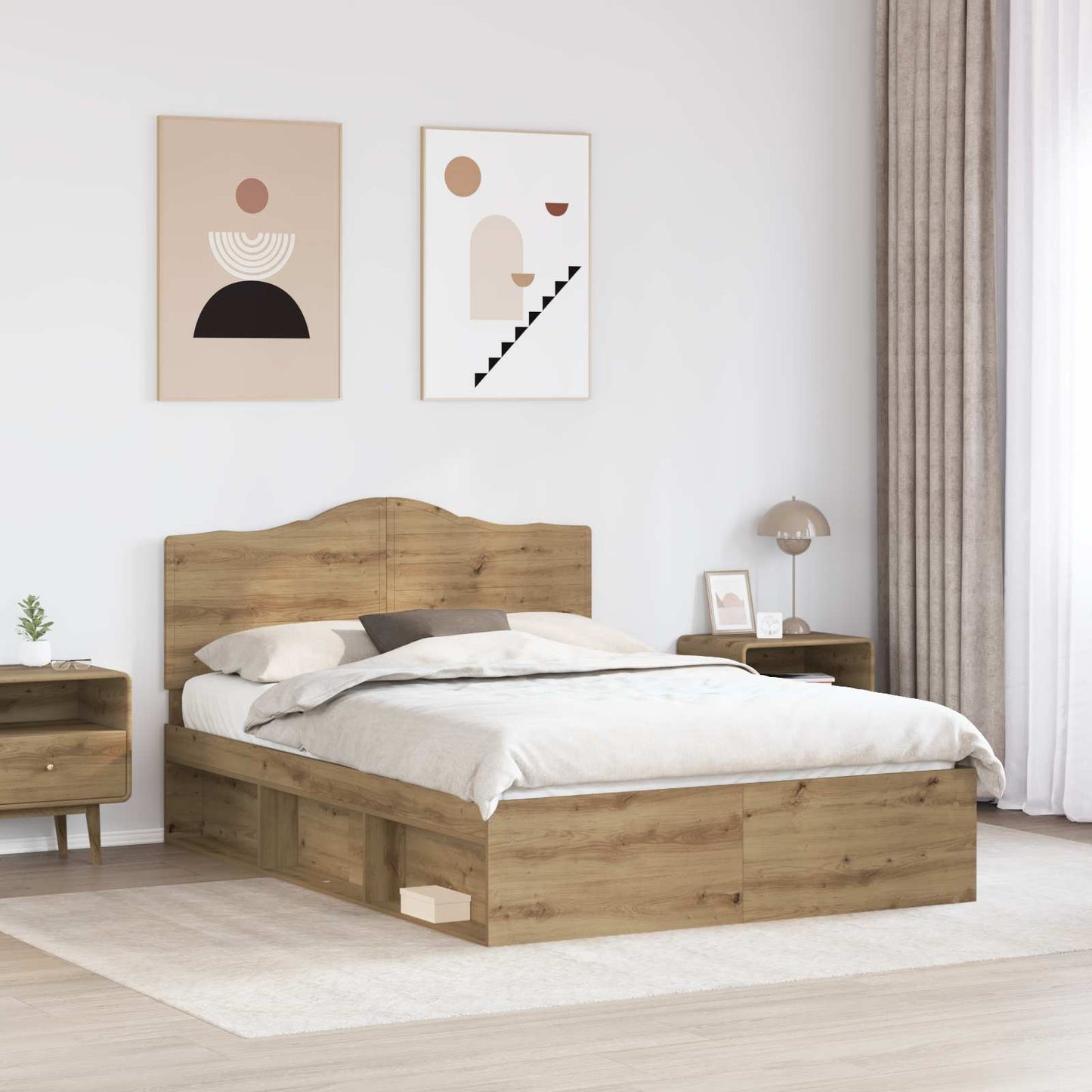 Bedframe Ambachtelijk eiken 140 x 190 cm Massief grenenhout is nu te koop bij PeponiXL, paradijselijk wonen!