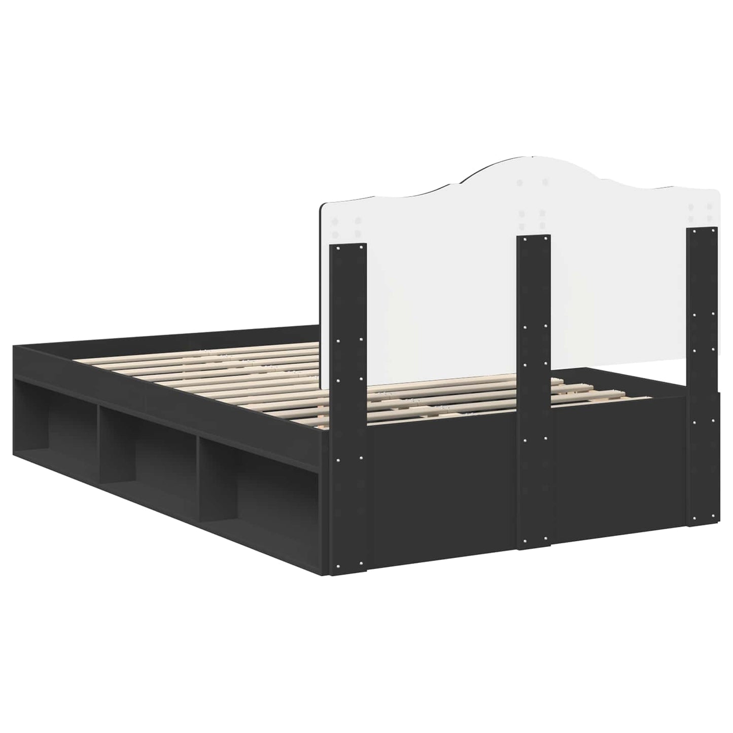 Bedframe met hoofdeinde Zwart 135 x 190 cm Massief grenenhout is nu te koop bij PeponiXL, paradijselijk wonen!