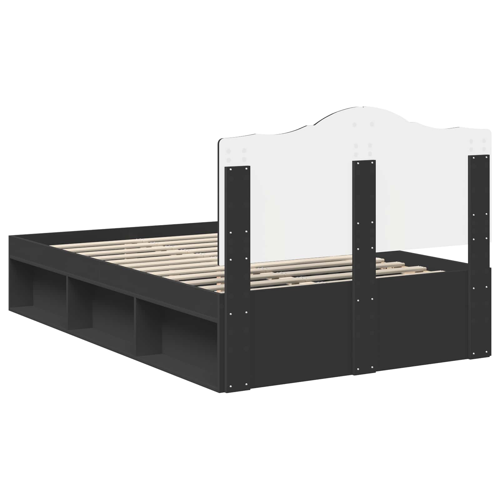 Bedframe met hoofdeinde Zwart 135 x 190 cm Massief grenenhout is nu te koop bij PeponiXL, paradijselijk wonen!