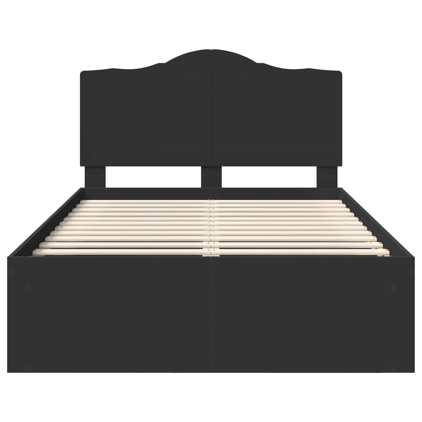 Bedframe met hoofdeinde Zwart 135 x 190 cm Massief grenenhout is nu te koop bij PeponiXL, paradijselijk wonen!
