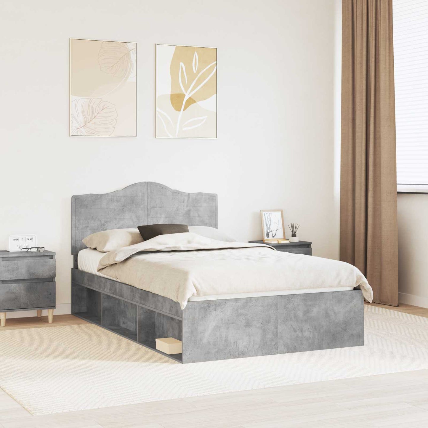 Bedframe Concerte Grijs 135 x 190 cm Massief grenenhout is nu te koop bij PeponiXL, paradijselijk wonen!