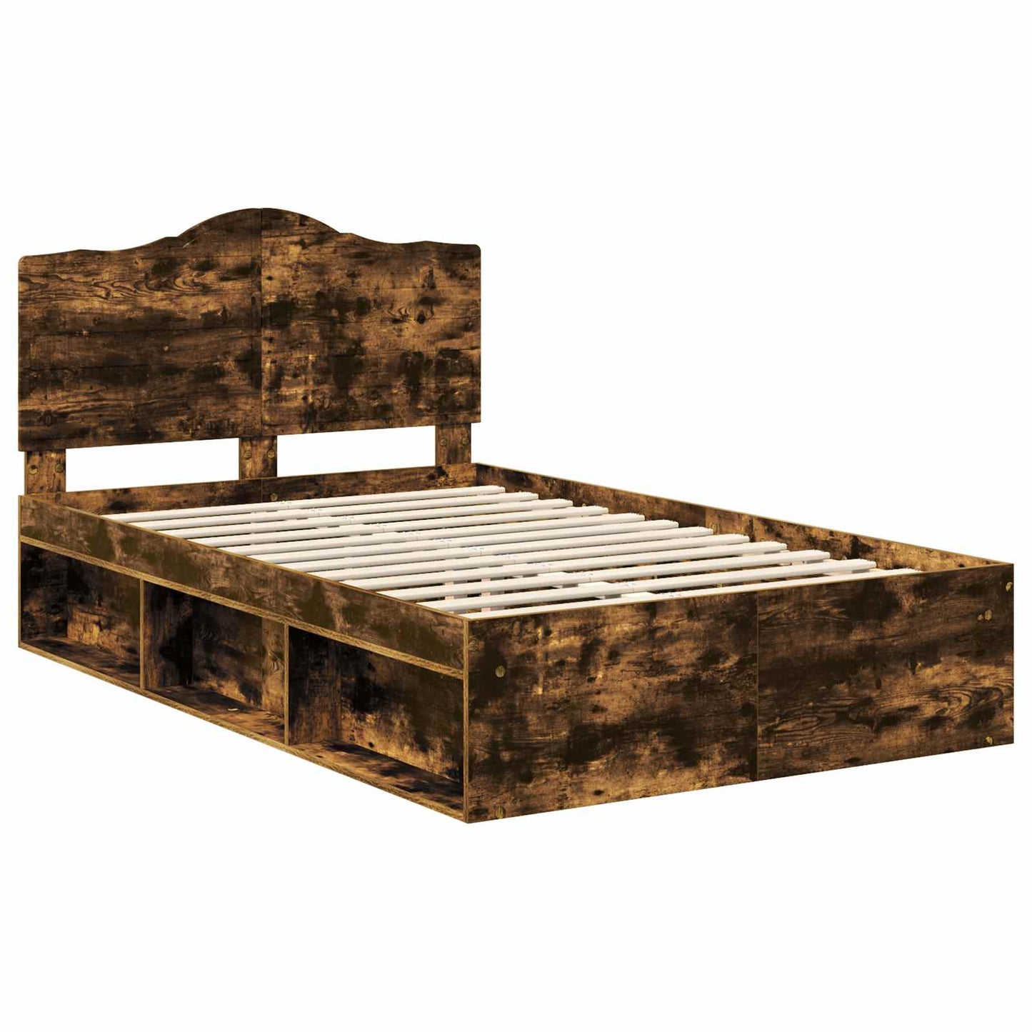 Bedframe Gerookt eiken 135 x 190 cm Massief grenenhout is nu te koop bij PeponiXL, paradijselijk wonen!