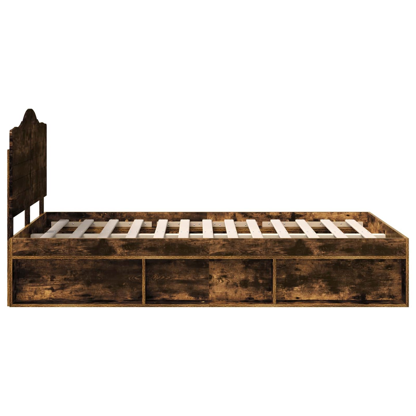 Bedframe Gerookt eiken 135 x 190 cm Massief grenenhout is nu te koop bij PeponiXL, paradijselijk wonen!