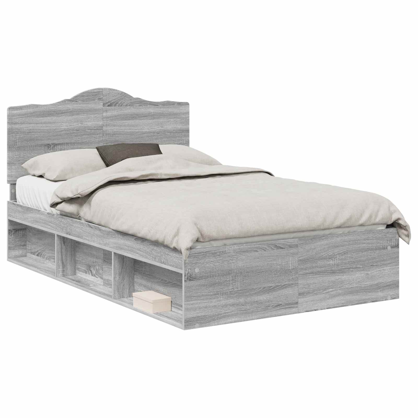 Bedframe Grijs Sonoma 135 x 190 cm Massief grenenhout is nu te koop bij PeponiXL, paradijselijk wonen!