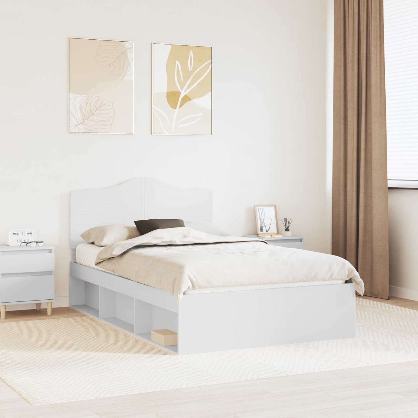 Bedframe met hoofdeinde Wit 120 x 200 cm Massief grenenhout is nu te koop bij PeponiXL, paradijselijk wonen!