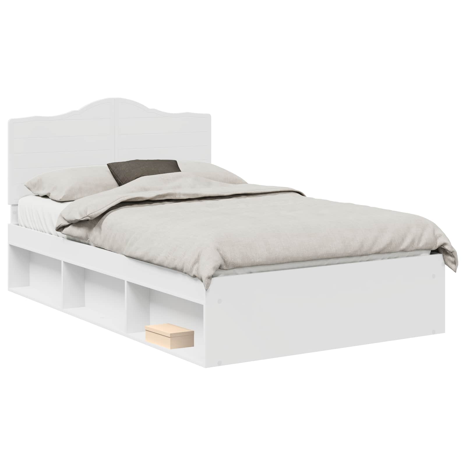 Bedframe met hoofdeinde Wit 120 x 200 cm Massief grenenhout is nu te koop bij PeponiXL, paradijselijk wonen!