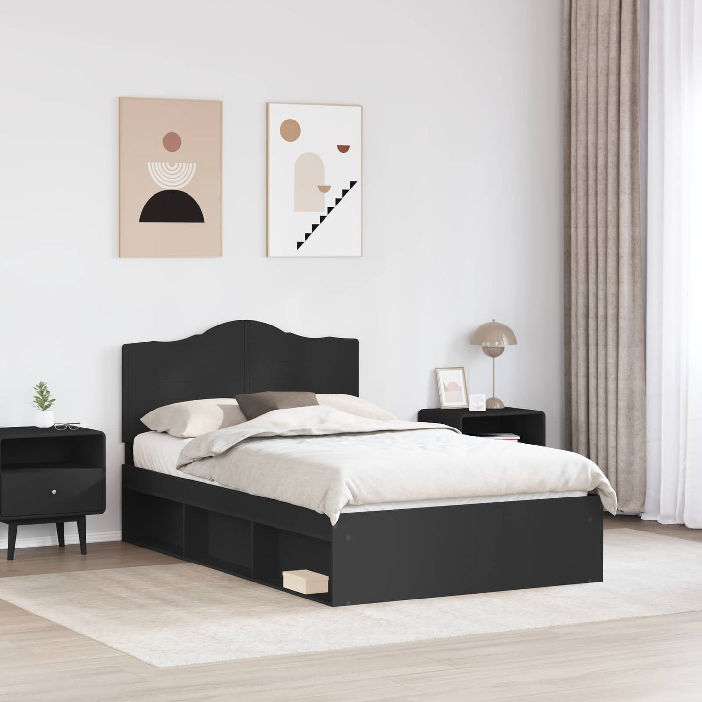 Bedframe met hoofdeinde Zwart 120 x 200 cm Massief grenenhout is nu te koop bij PeponiXL, paradijselijk wonen!