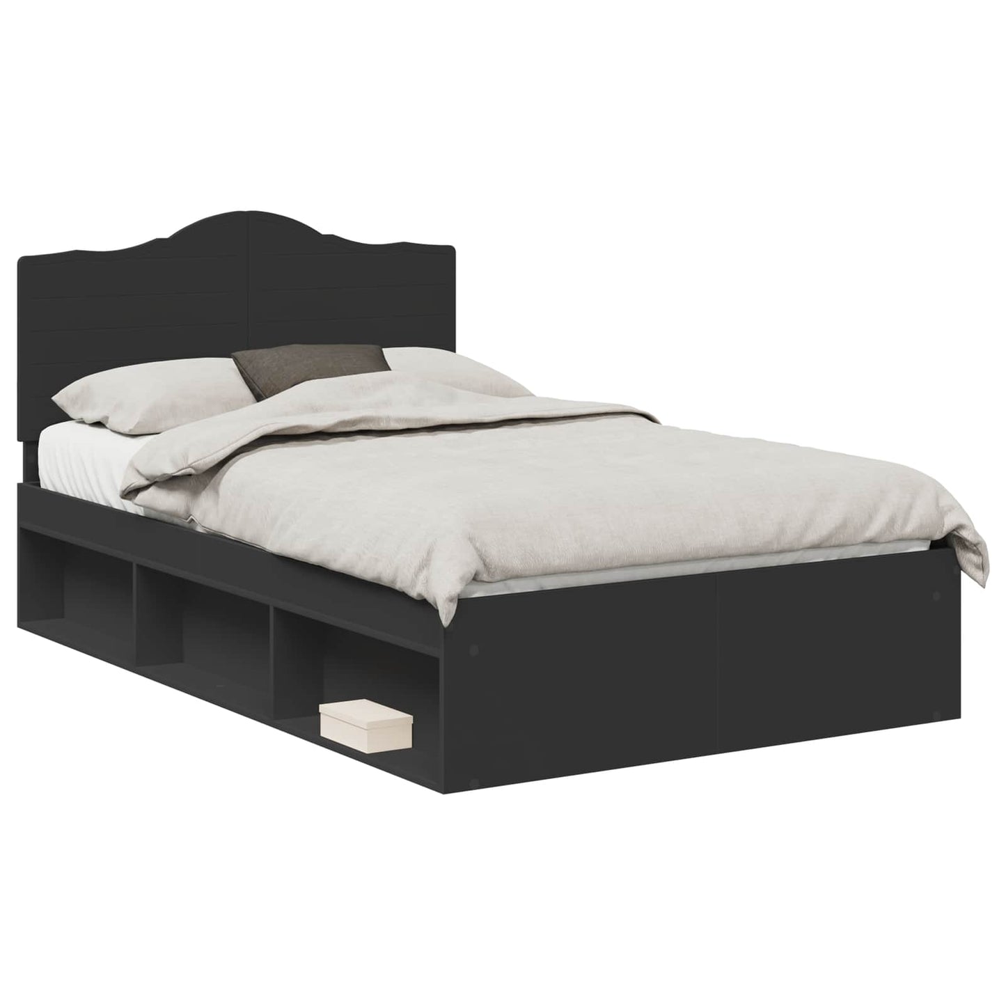 Bedframe met hoofdeinde Zwart 120 x 200 cm Massief grenenhout is nu te koop bij PeponiXL, paradijselijk wonen!