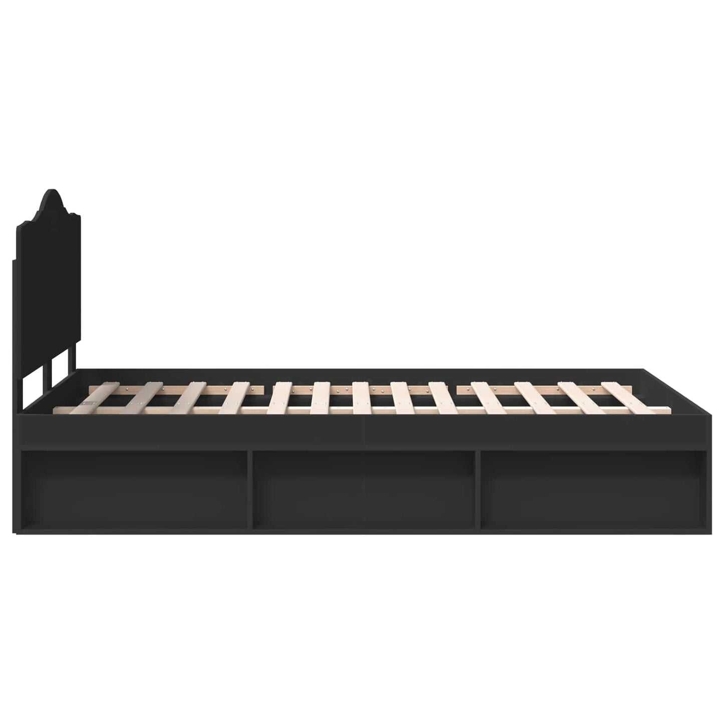 Bedframe met hoofdeinde Zwart 120 x 200 cm Massief grenenhout is nu te koop bij PeponiXL, paradijselijk wonen!