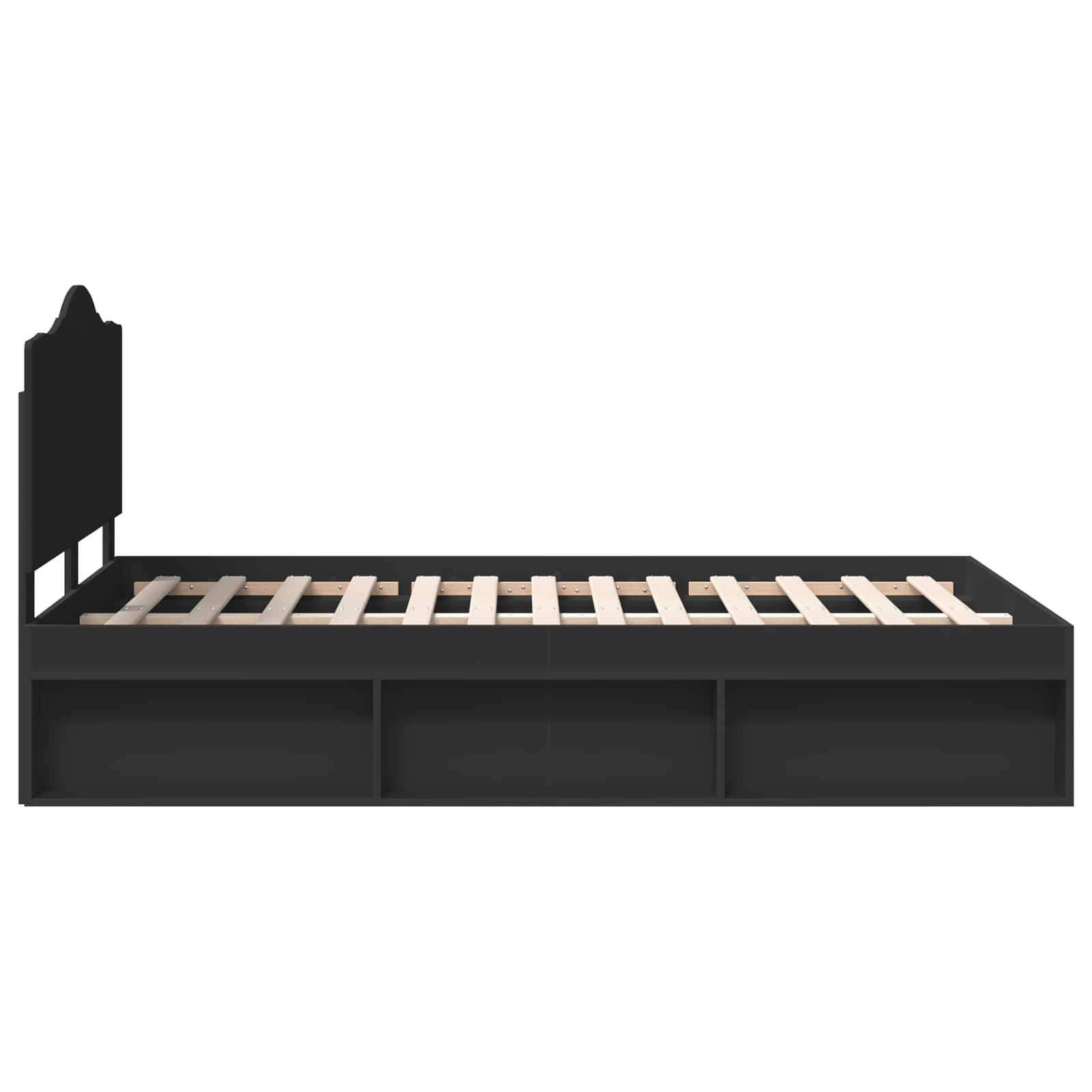 Bedframe met hoofdeinde Zwart 120 x 200 cm Massief grenenhout is nu te koop bij PeponiXL, paradijselijk wonen!