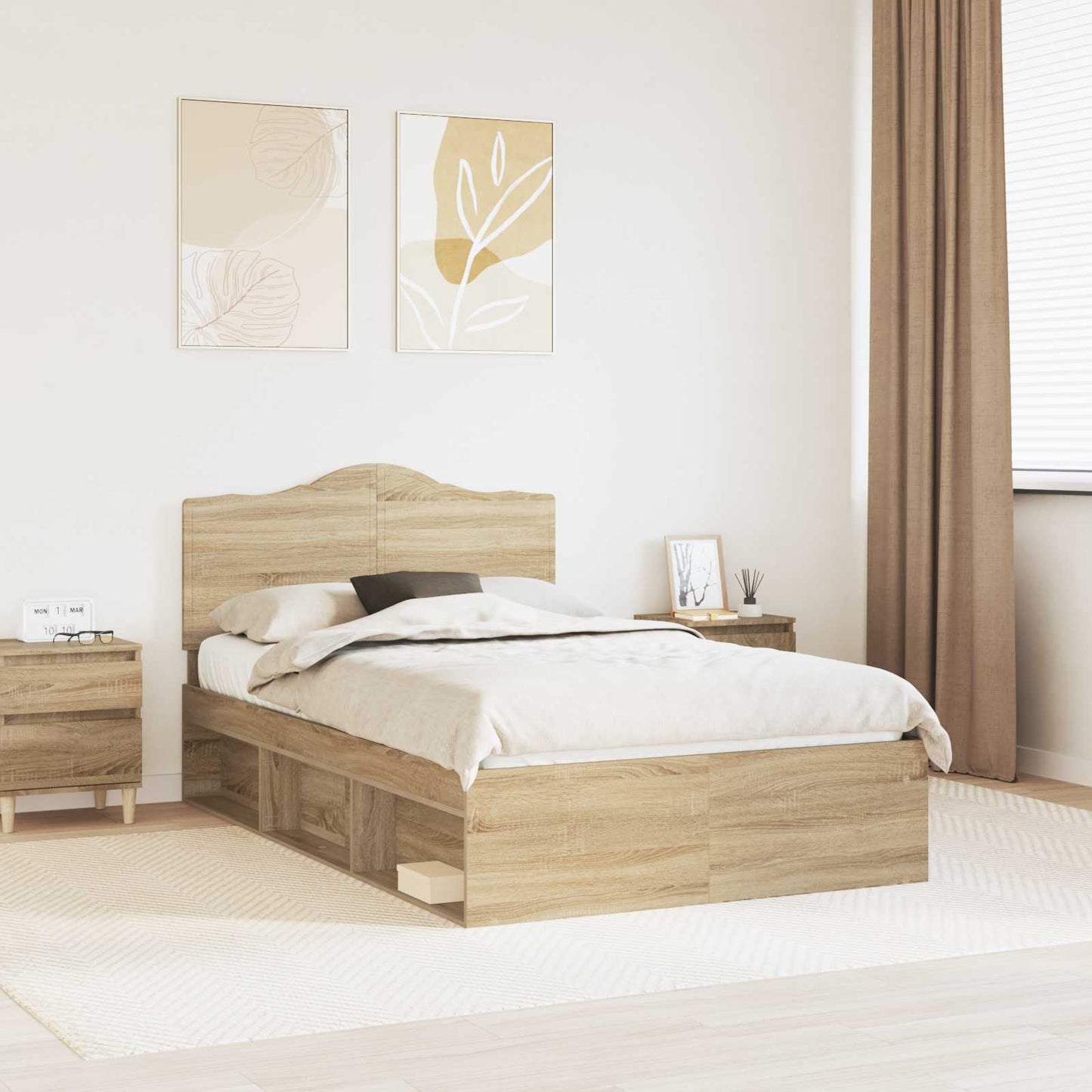 Bedframe met hoofdeinde Sonoma 120 x 200 cm Massief grenenhout is nu te koop bij PeponiXL, paradijselijk wonen!