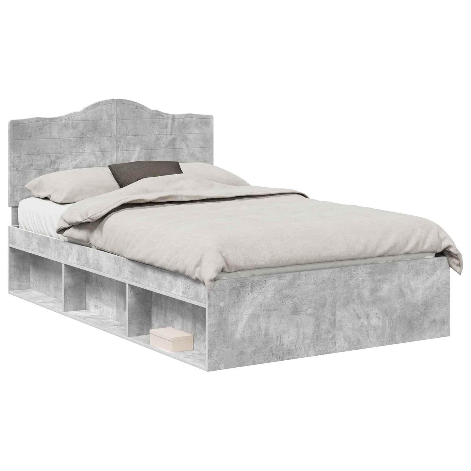 Bedframe met hoofdeinde Beton 120 x 200 cm Massief grenenhout is nu te koop bij PeponiXL, paradijselijk wonen!