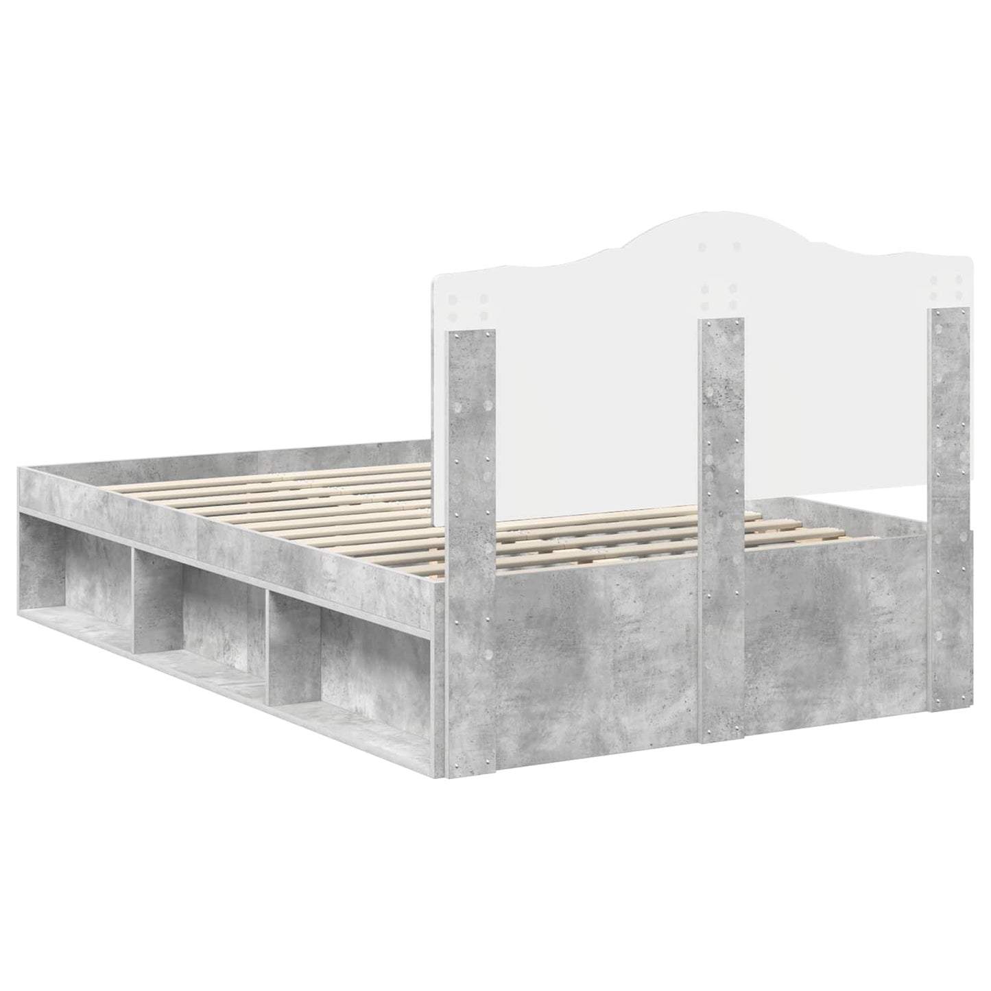 Bedframe met hoofdeinde Beton 120 x 200 cm Massief grenenhout is nu te koop bij PeponiXL, paradijselijk wonen!