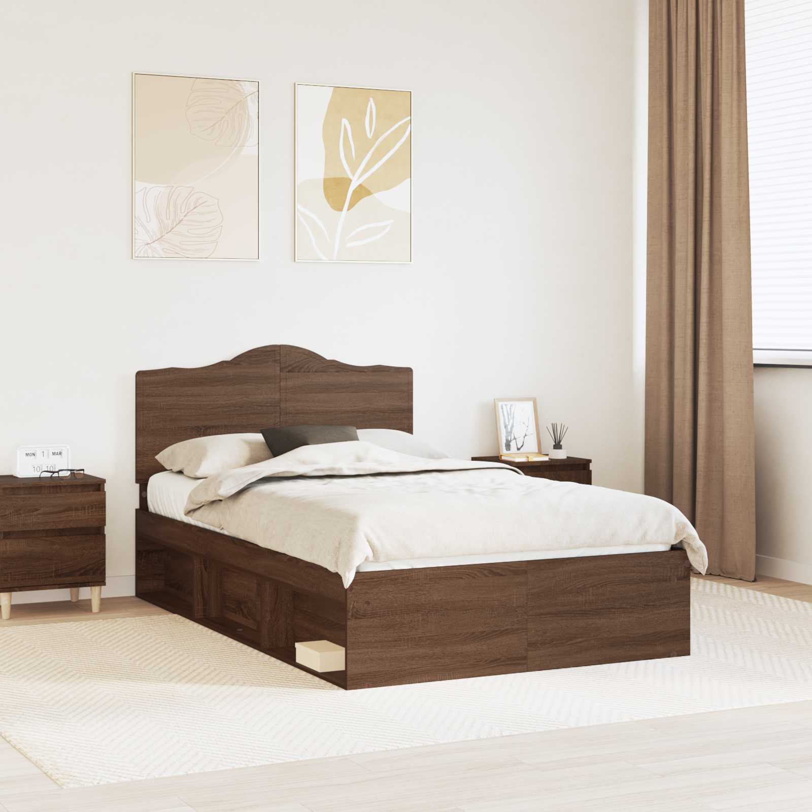 Bedframe Bruin Eiken 120 x 200 cm Massief grenenhout is nu te koop bij PeponiXL, paradijselijk wonen!