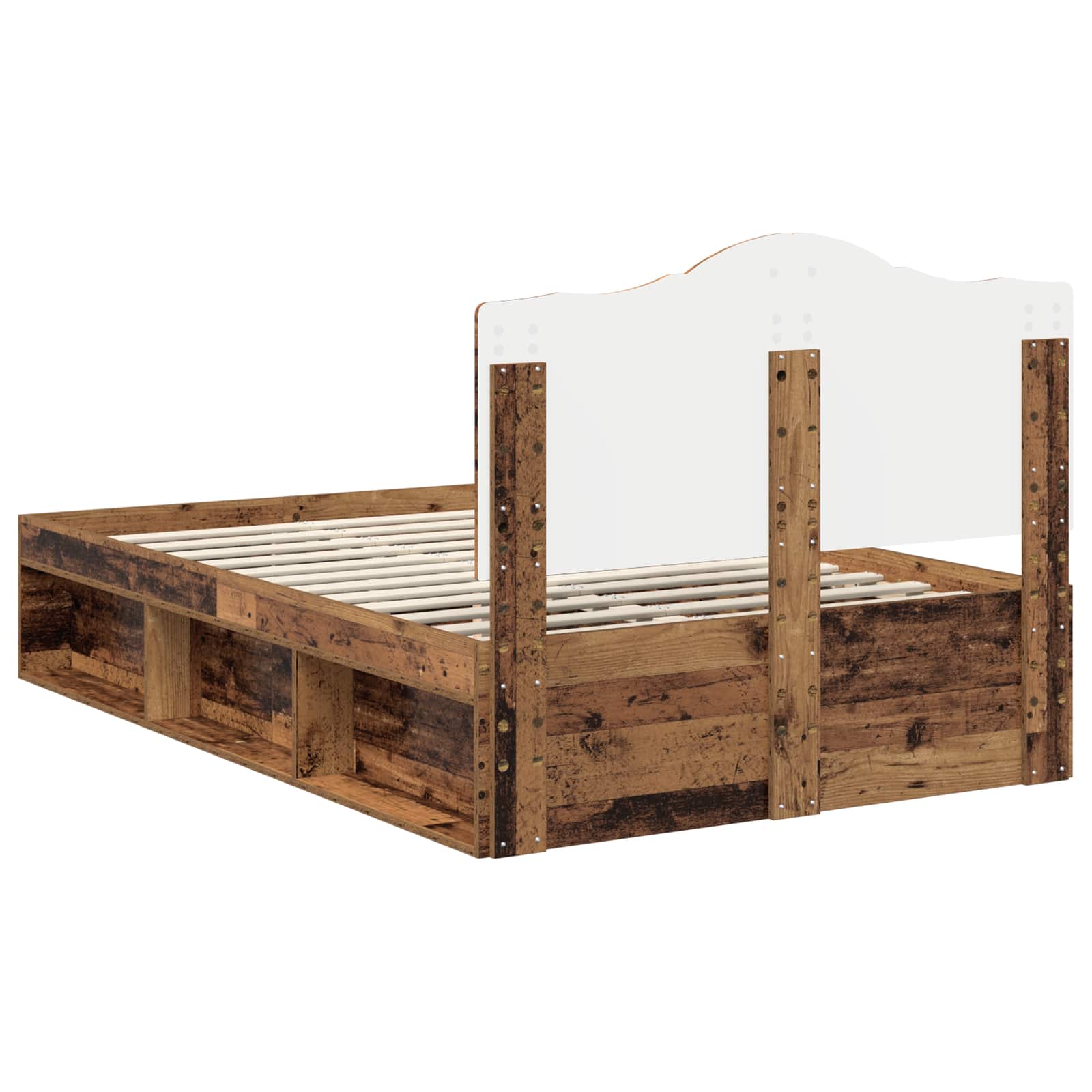 Bedframe met hoofdeinde Oudhout 120 x 200 cm Massief grenenhout is nu te koop bij PeponiXL, paradijselijk wonen!