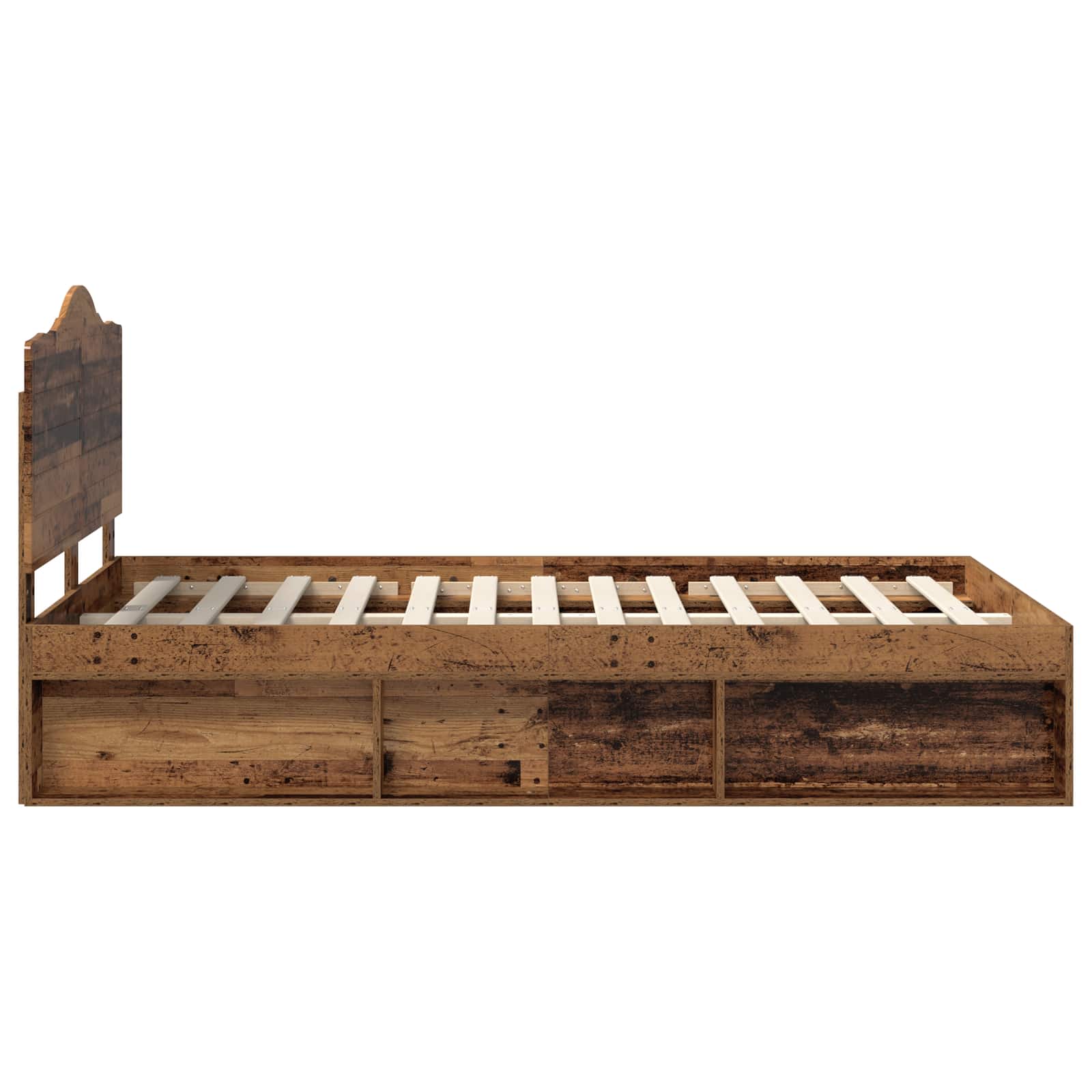 Bedframe met hoofdeinde Oudhout 120 x 200 cm Massief grenenhout is nu te koop bij PeponiXL, paradijselijk wonen!
