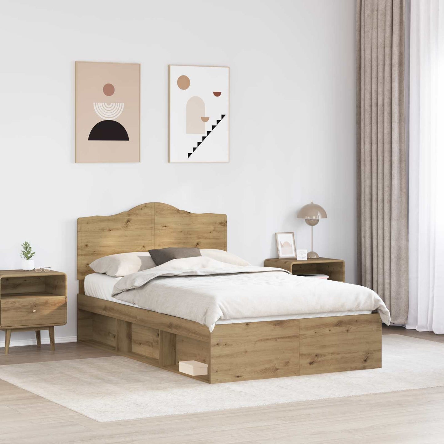Bedframe Ambachtelijk eiken 120 x 200 cm Massief grenenhout is nu te koop bij PeponiXL, paradijselijk wonen!