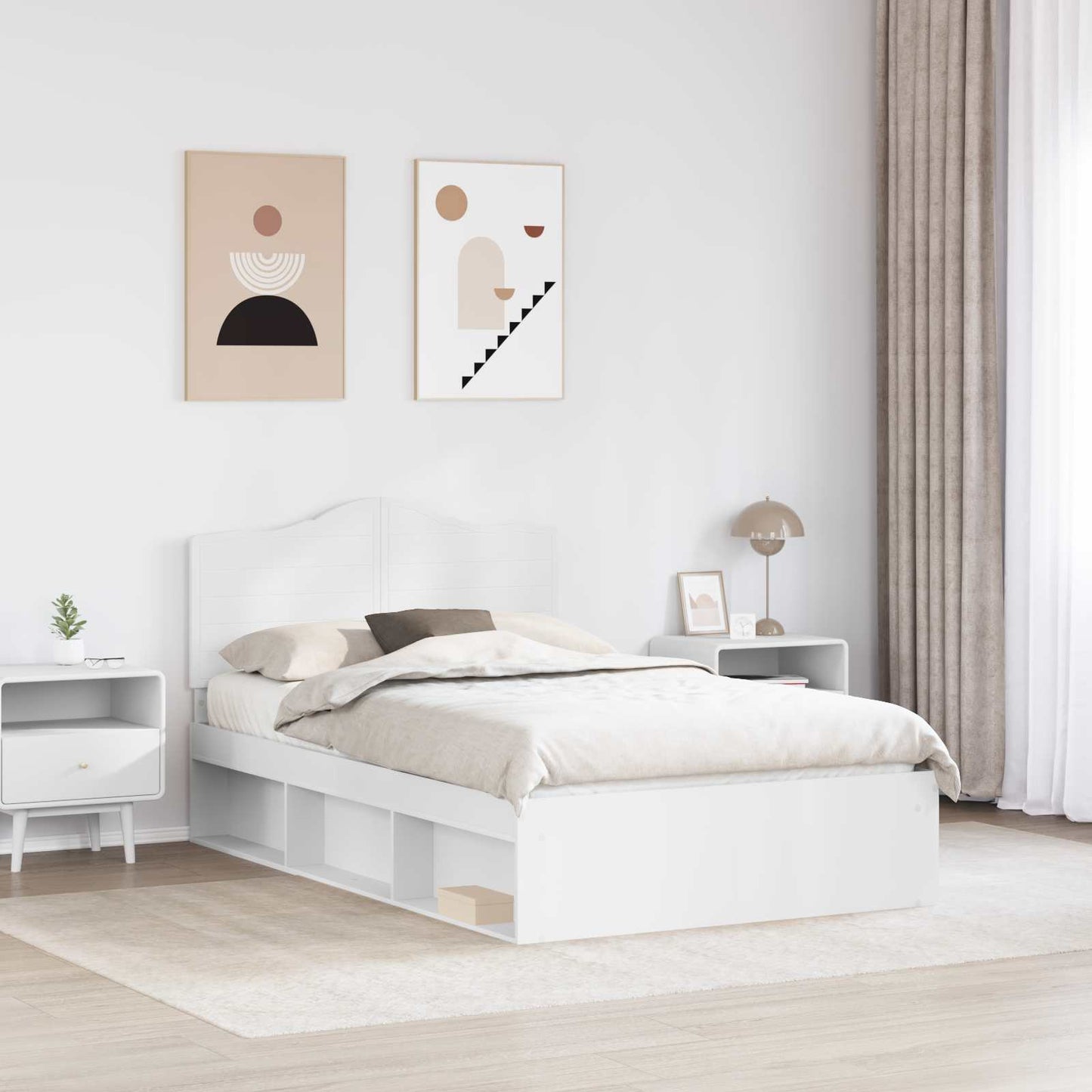 Bedframe met hoofdeinde Wit 120 x 190 cm Massief grenenhout is nu te koop bij PeponiXL, paradijselijk wonen!