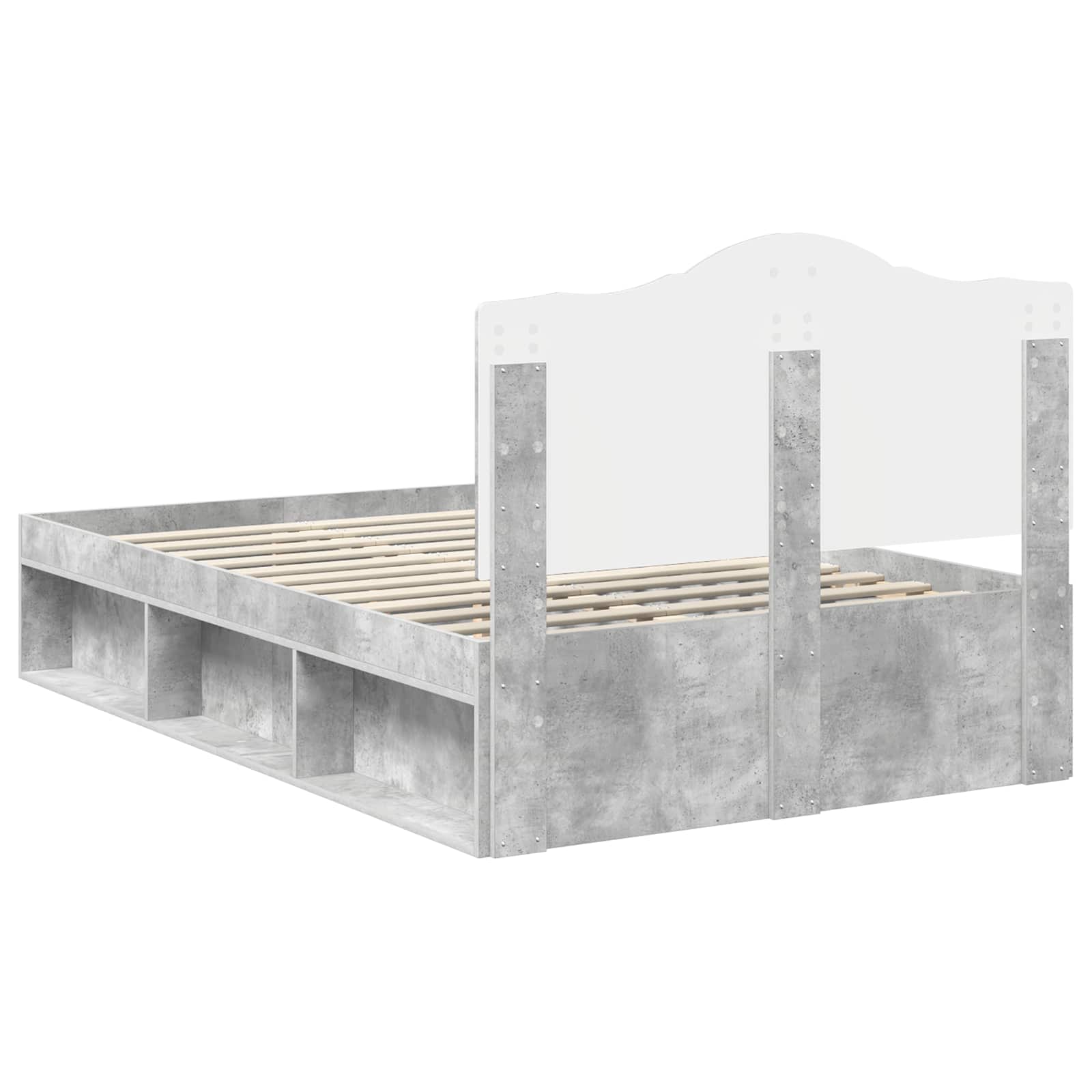 Bedframe met hoofdeinde Beton 120 x 190 cm Massief grenenhout is nu te koop bij PeponiXL, paradijselijk wonen!