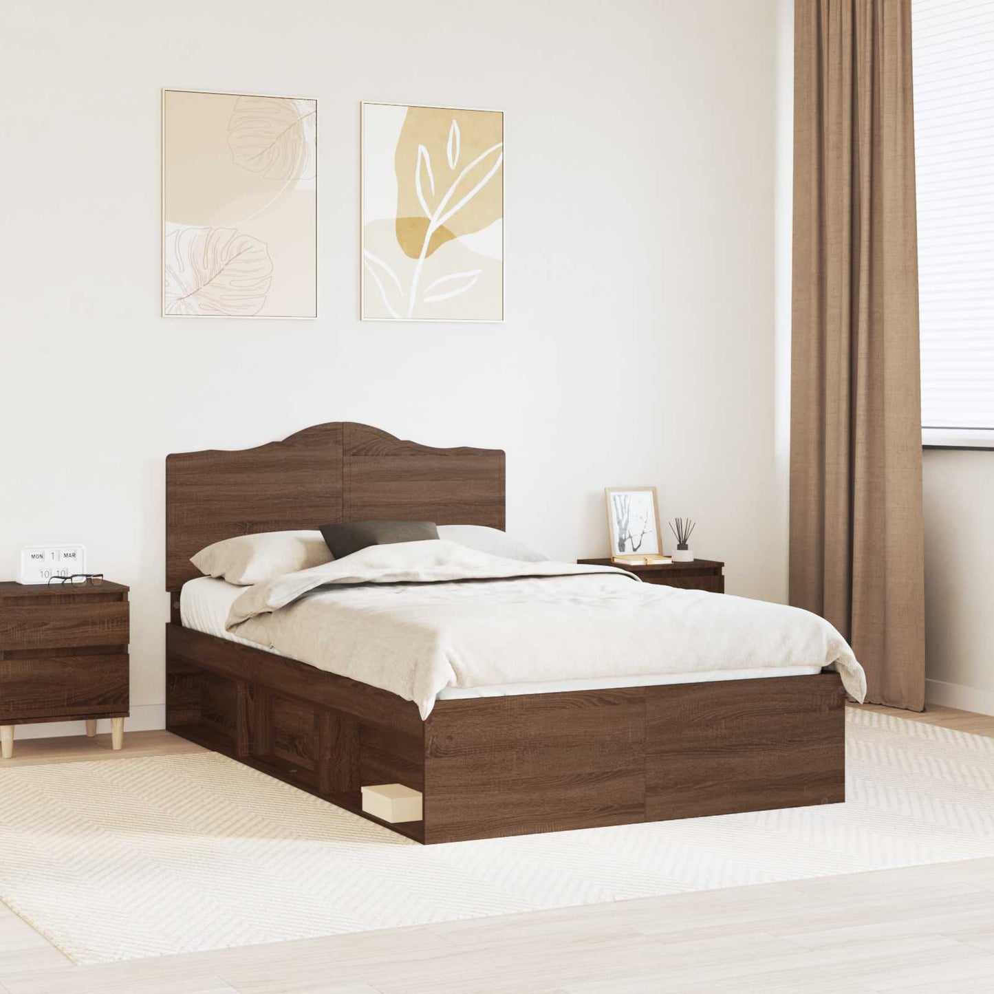 Bedframe Bruin Eiken 120 x 190 cm Massief grenenhout is nu te koop bij PeponiXL, paradijselijk wonen!