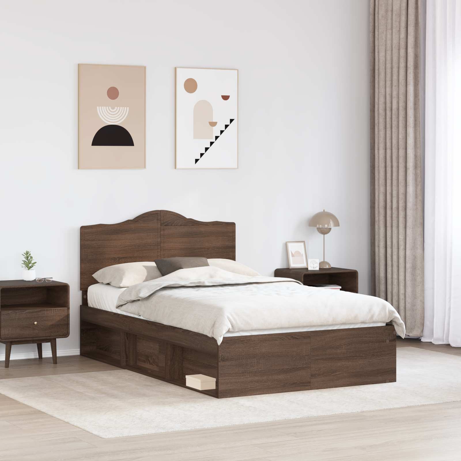 Bedframe Bruin Eiken 120 x 190 cm Massief grenenhout is nu te koop bij PeponiXL, paradijselijk wonen!