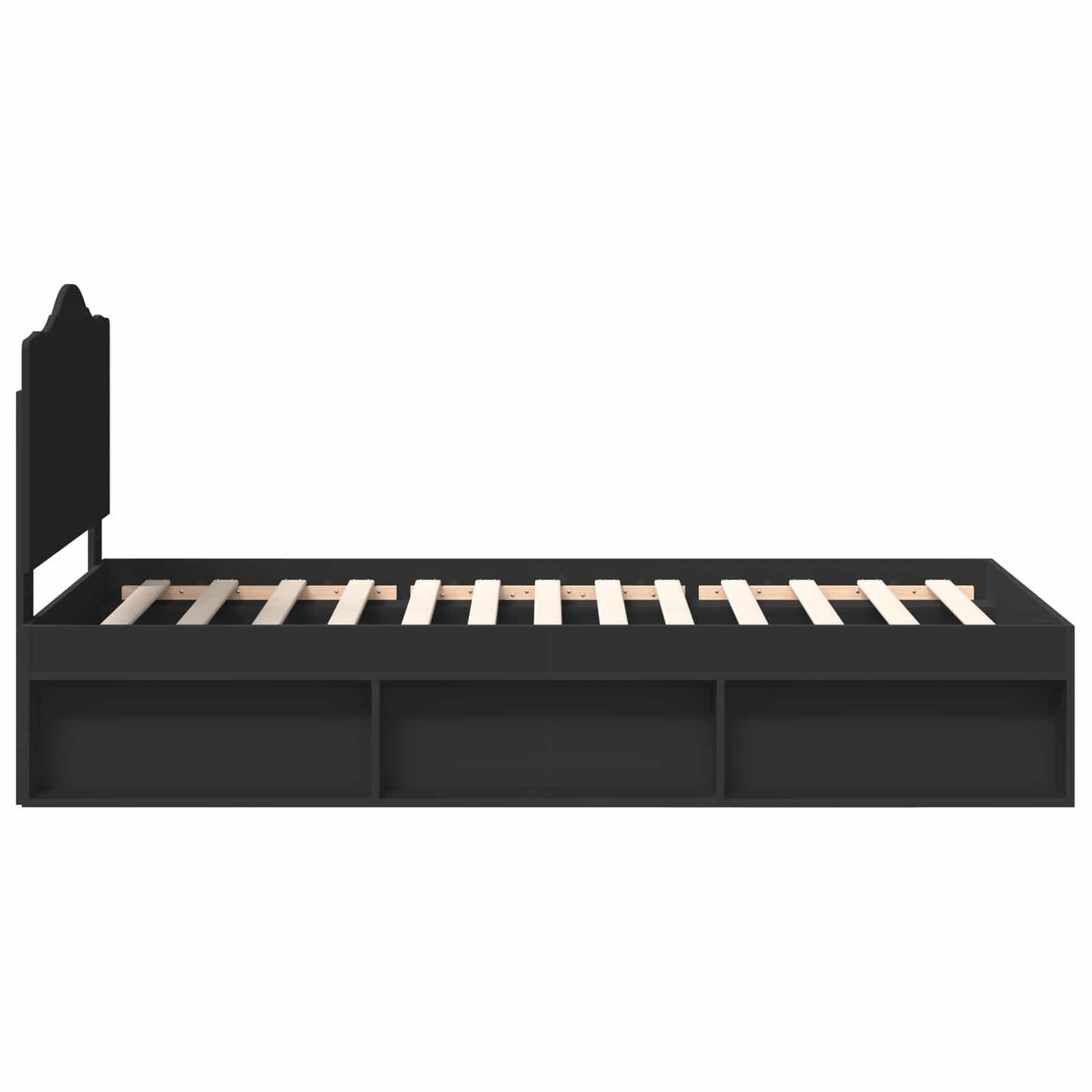 Bedframe met hoofdeinde Zwart 100 x 200 cm Massief grenenhout is nu te koop bij PeponiXL, paradijselijk wonen!
