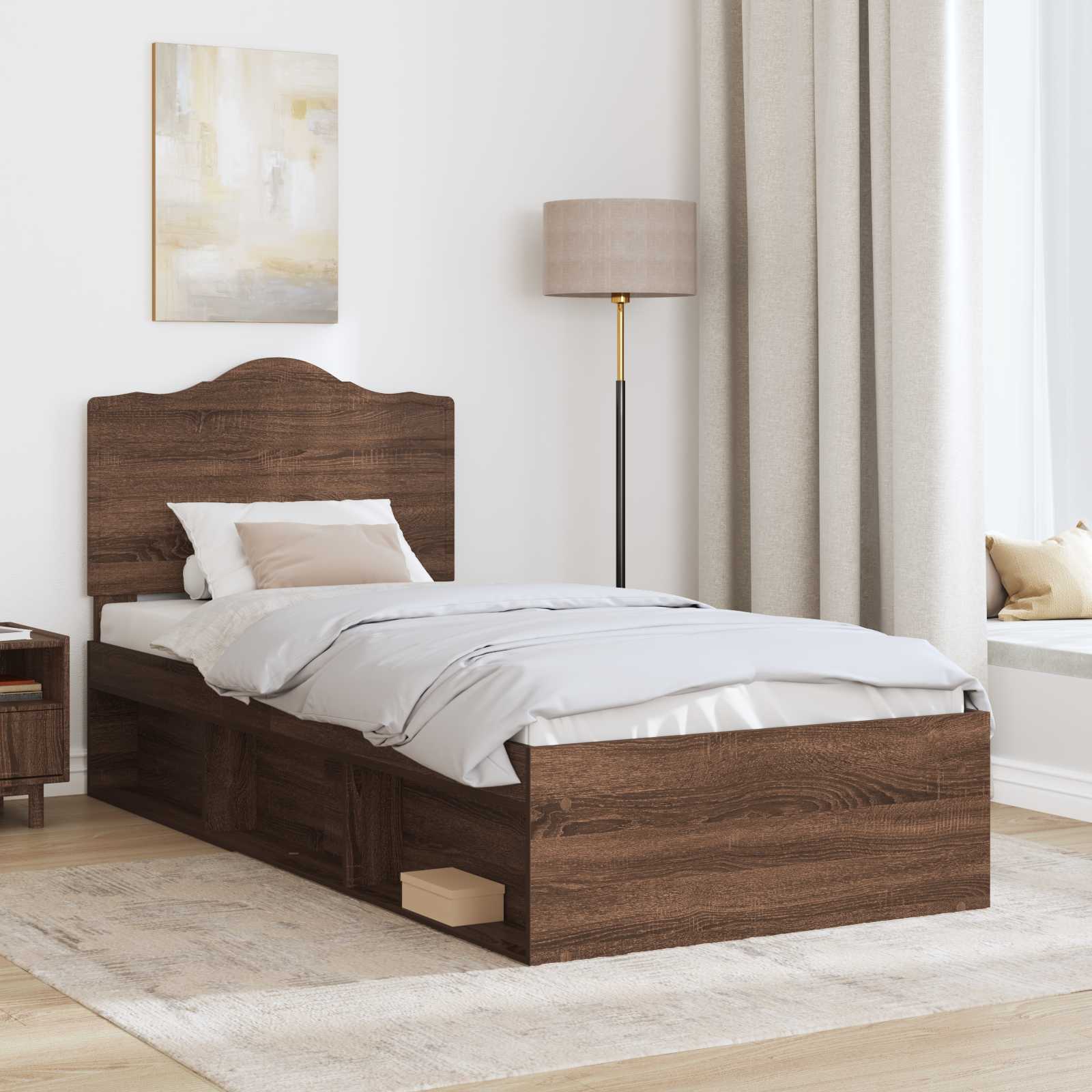 Bedframe Bruin Eiken 100 x 200 cm Massief grenenhout is nu te koop bij PeponiXL, paradijselijk wonen!