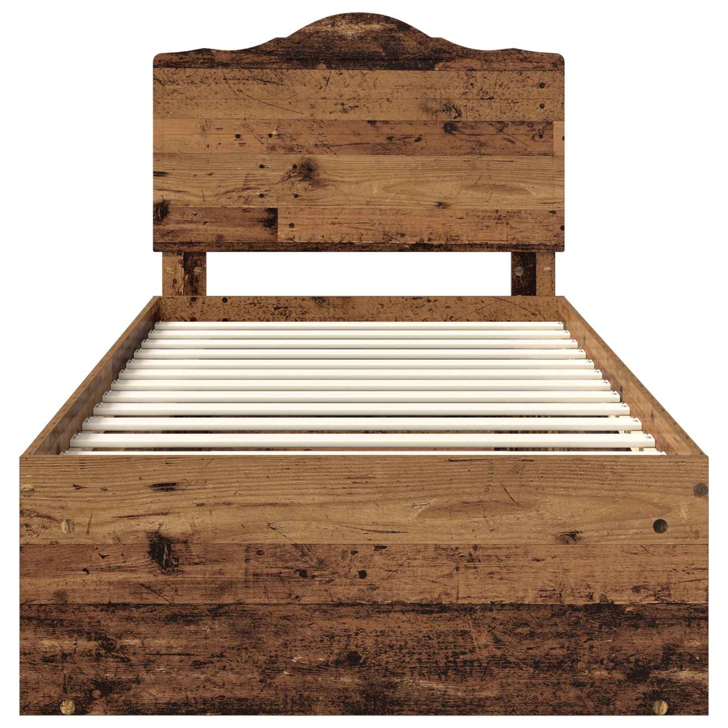 Bedframe met hoofdeinde Oudhout 100 x 200 cm Massief grenenhout is nu te koop bij PeponiXL, paradijselijk wonen!