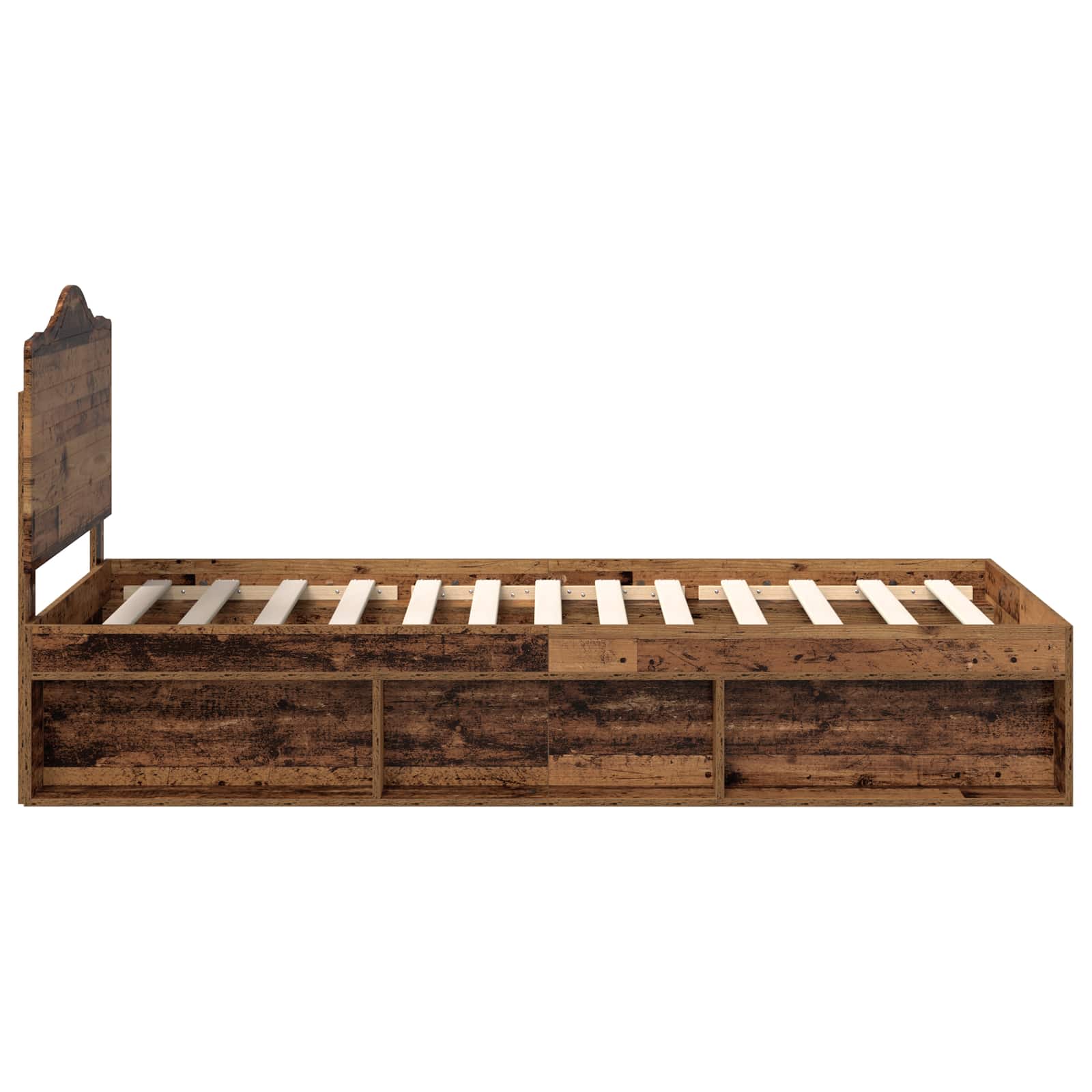 Bedframe met hoofdeinde Oudhout 100 x 200 cm Massief grenenhout is nu te koop bij PeponiXL, paradijselijk wonen!