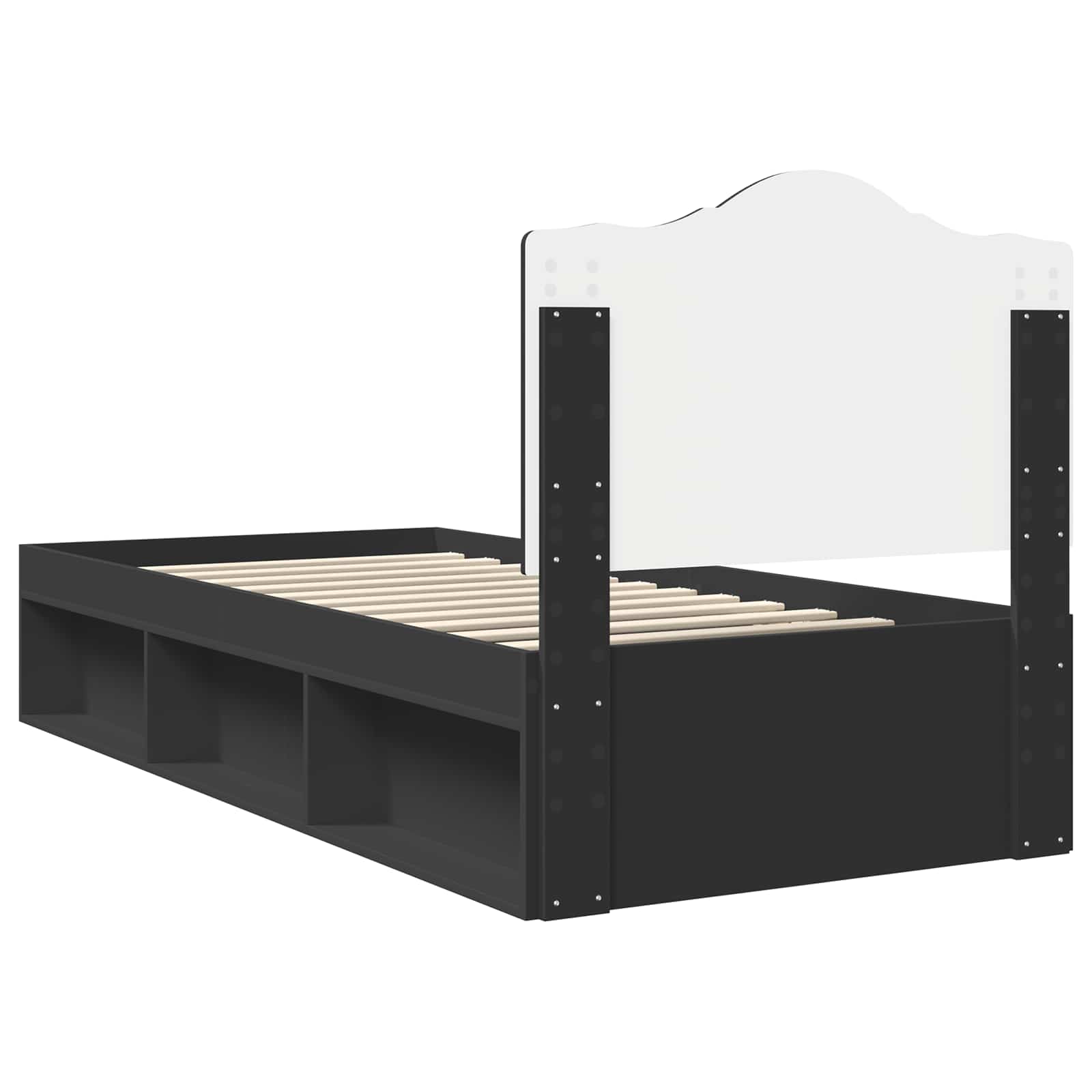 Bedframe met hoofdeinde Zwart 90 x 200 cm Massief grenenhout is nu te koop bij PeponiXL, paradijselijk wonen!