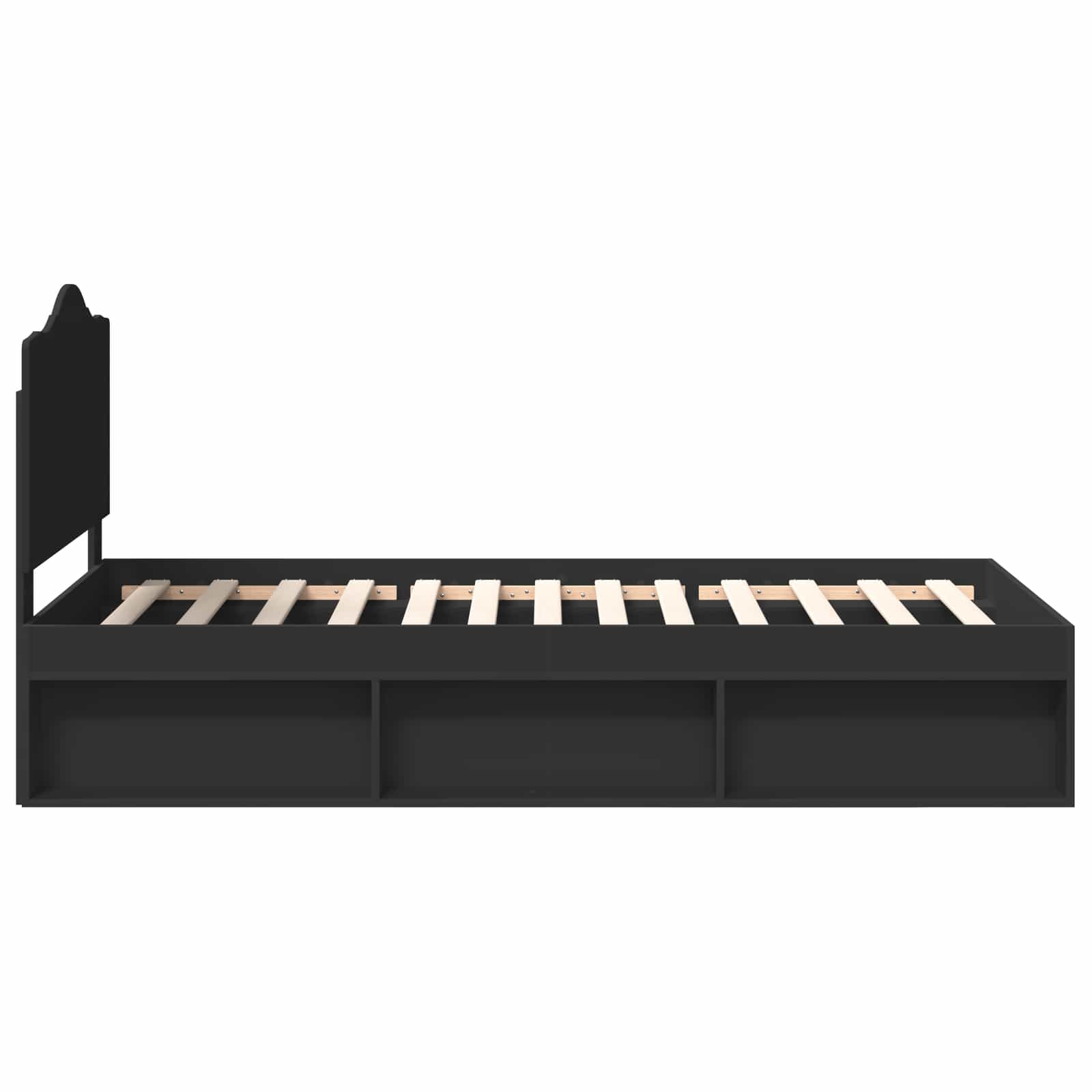 Bedframe met hoofdeinde Zwart 90 x 200 cm Massief grenenhout is nu te koop bij PeponiXL, paradijselijk wonen!