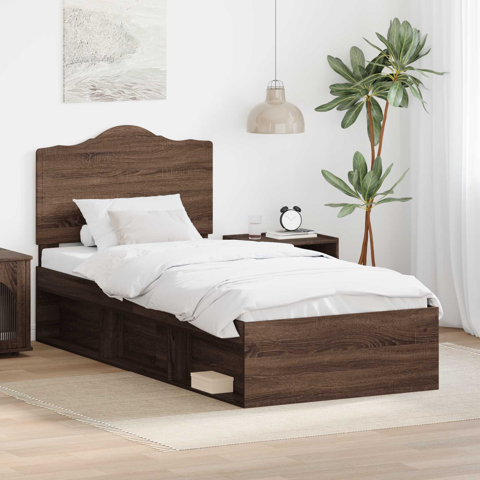 Bedframe Bruin Eiken 90 x 200 cm Massief grenenhout is nu te koop bij PeponiXL, paradijselijk wonen!