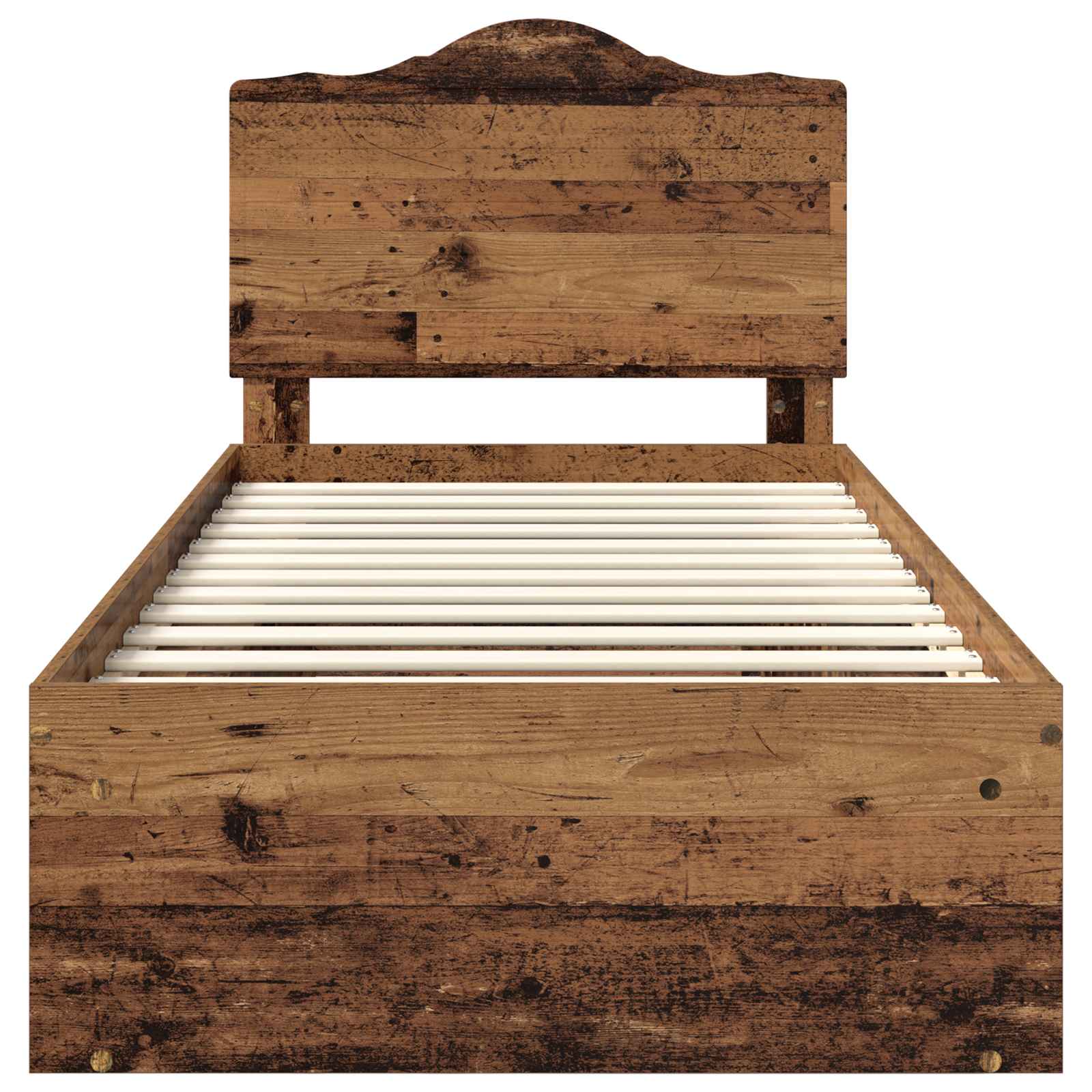 Bedframe met hoofdeinde Oudhout 90 x 200 cm Massief grenenhout is nu te koop bij PeponiXL, paradijselijk wonen!