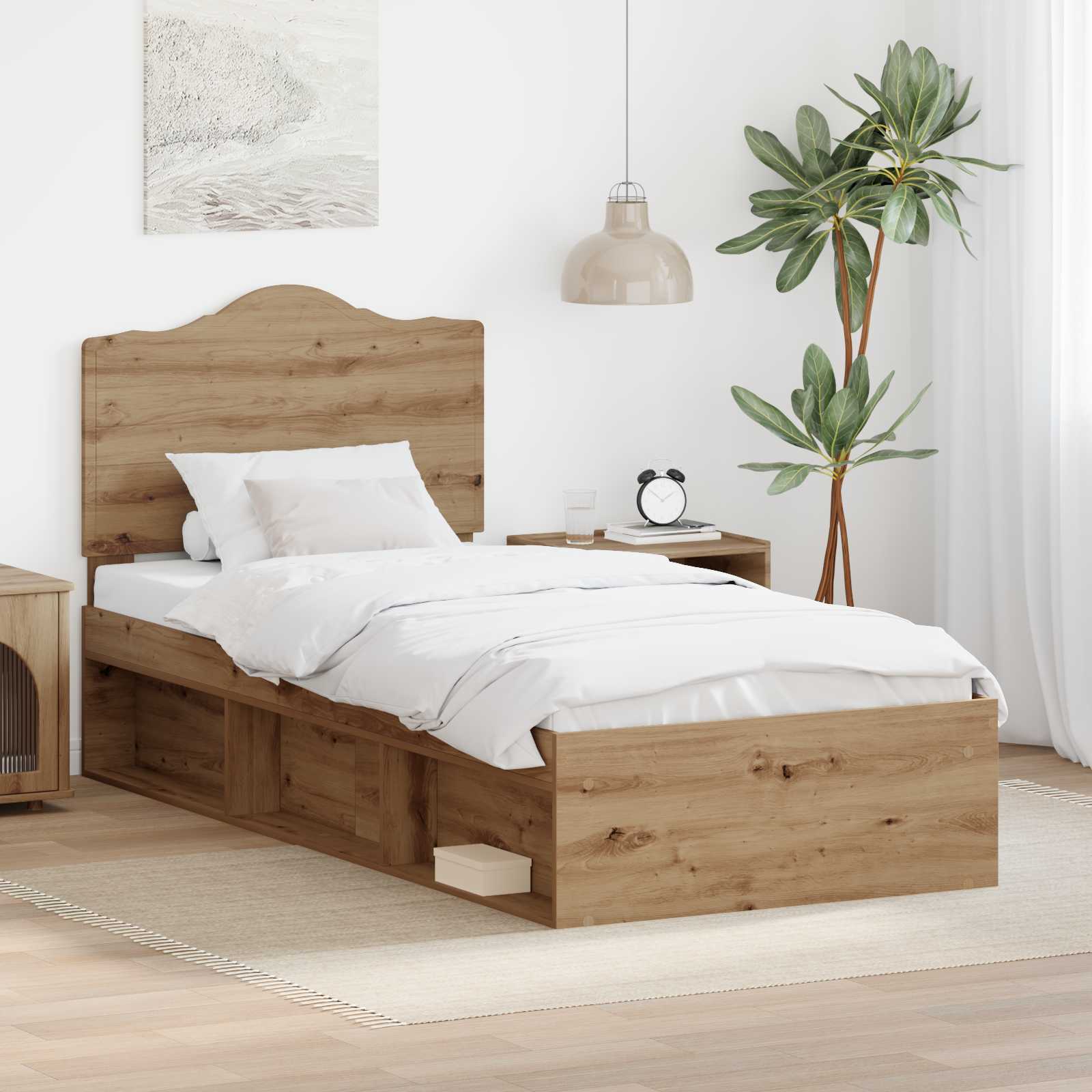 Bedframe Ambachtelijk eiken 90 x 200 cm Massief grenenhout is nu te koop bij PeponiXL, paradijselijk wonen!