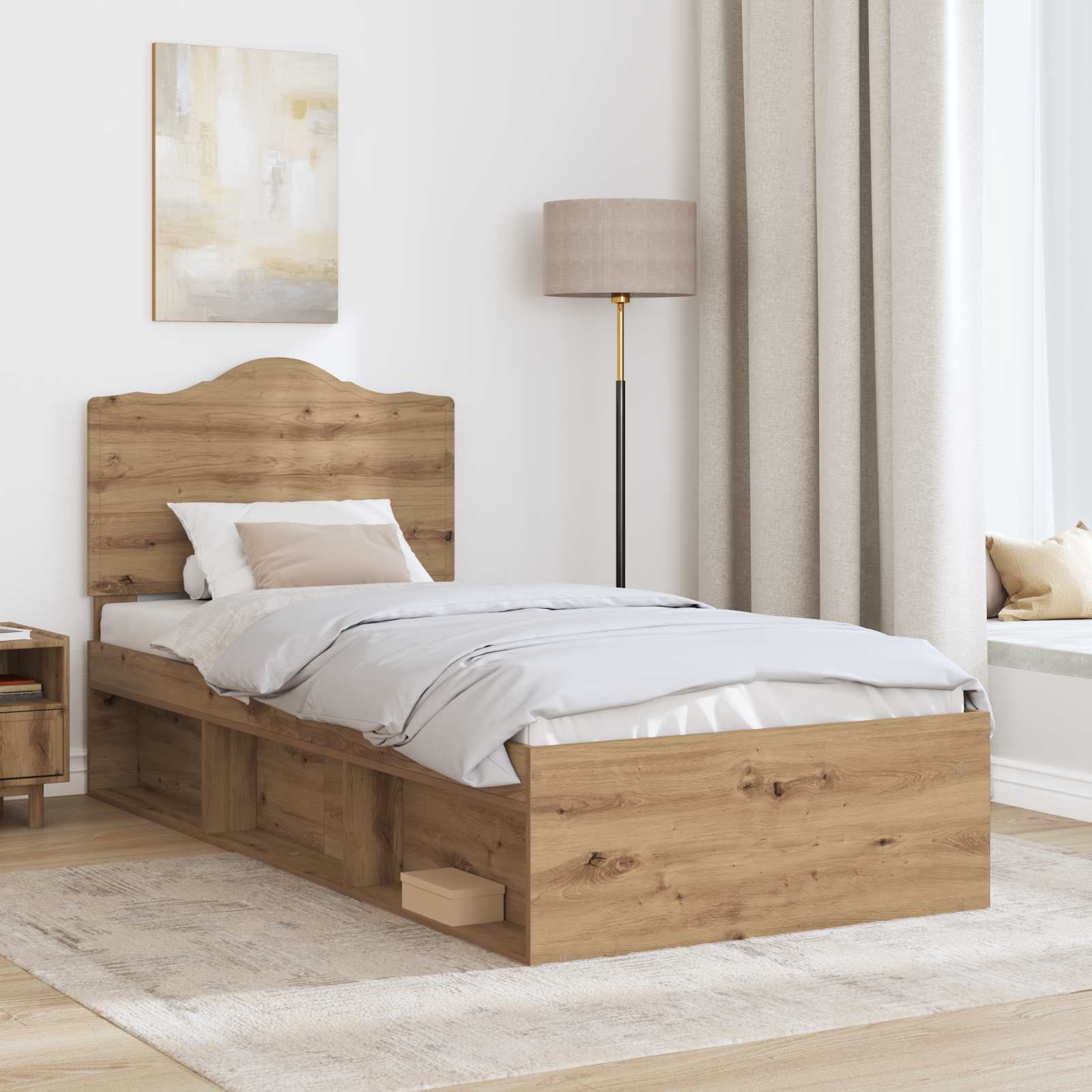 Bedframe Ambachtelijk eiken 90 x 200 cm Massief grenenhout is nu te koop bij PeponiXL, paradijselijk wonen!