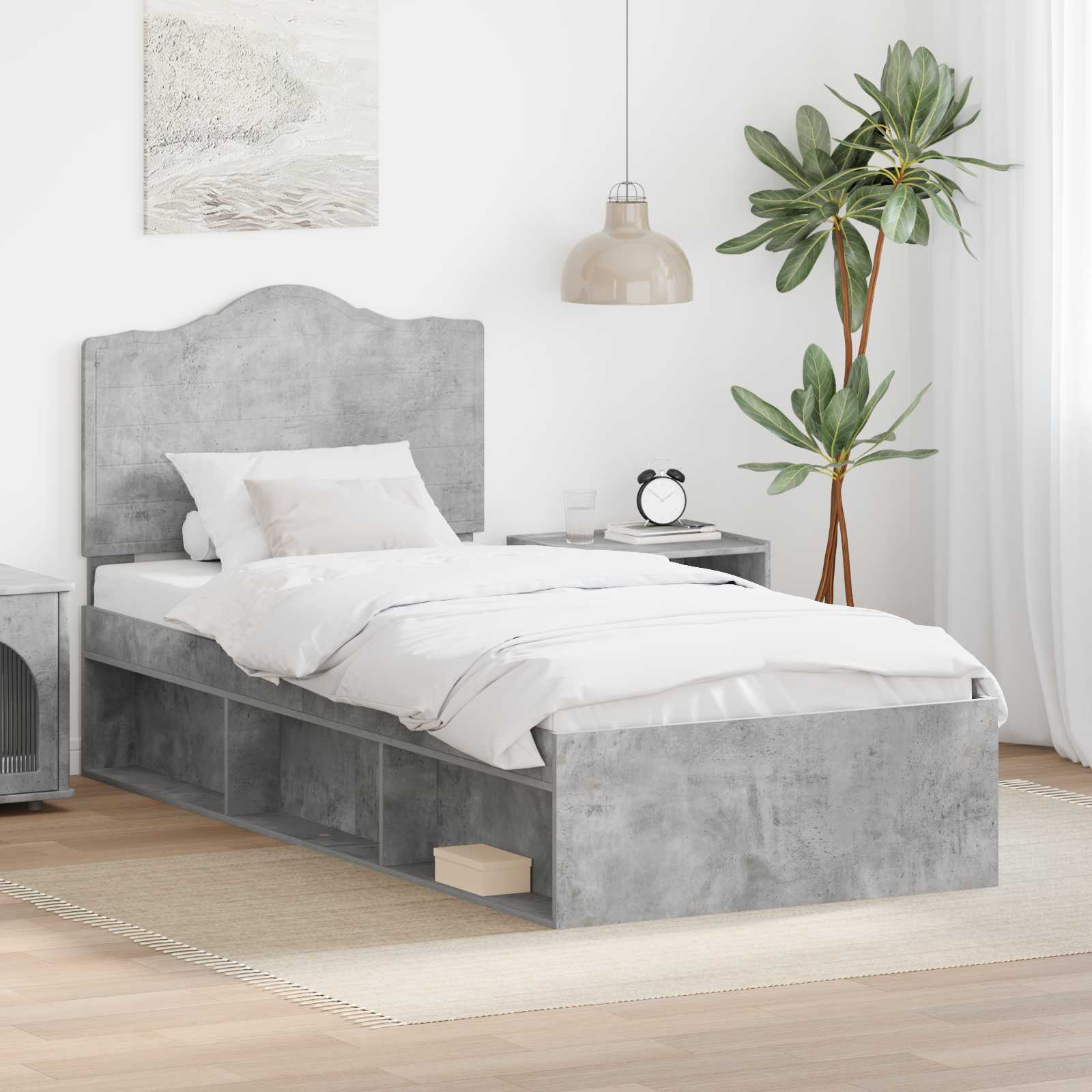 Bedframe Concerte Grijs 90 x 190 cm Massief grenenhout is nu te koop bij PeponiXL, paradijselijk wonen!